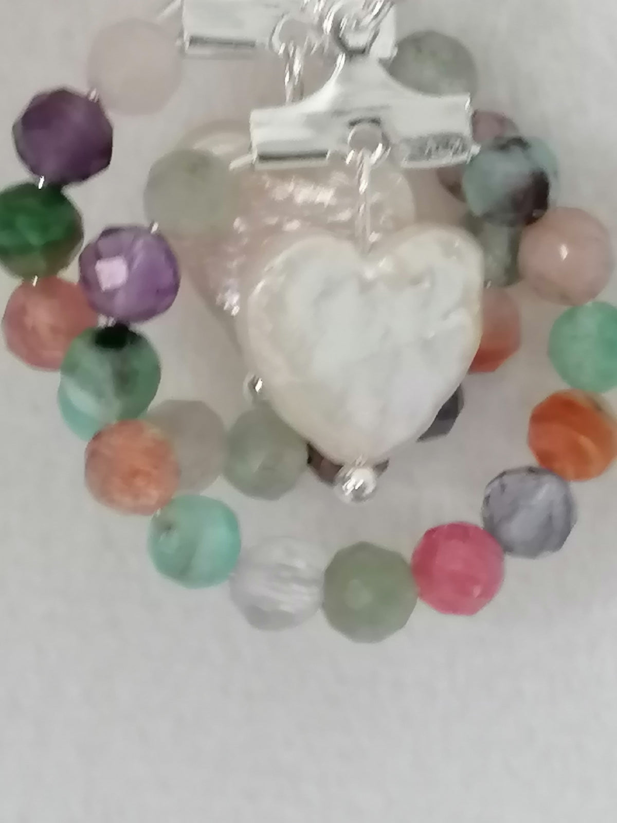 Semi-Precious Gemstone Hoop & Baroque Heart Pearl Earrings | 925 Sterling Silver