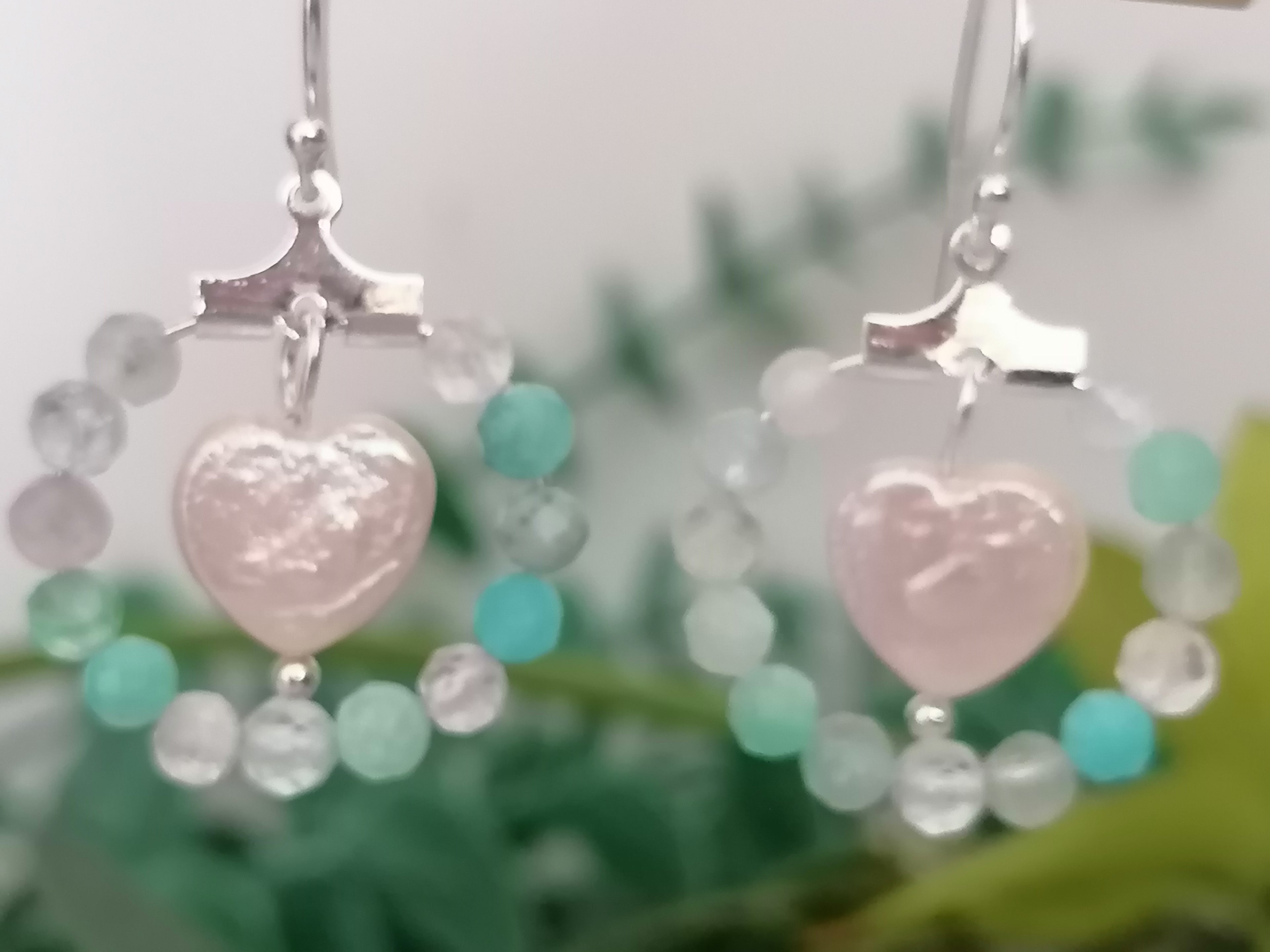 Aqua Gemstone Hoop & Baroque Heart Pearl Earrings | 925 Sterling Silver