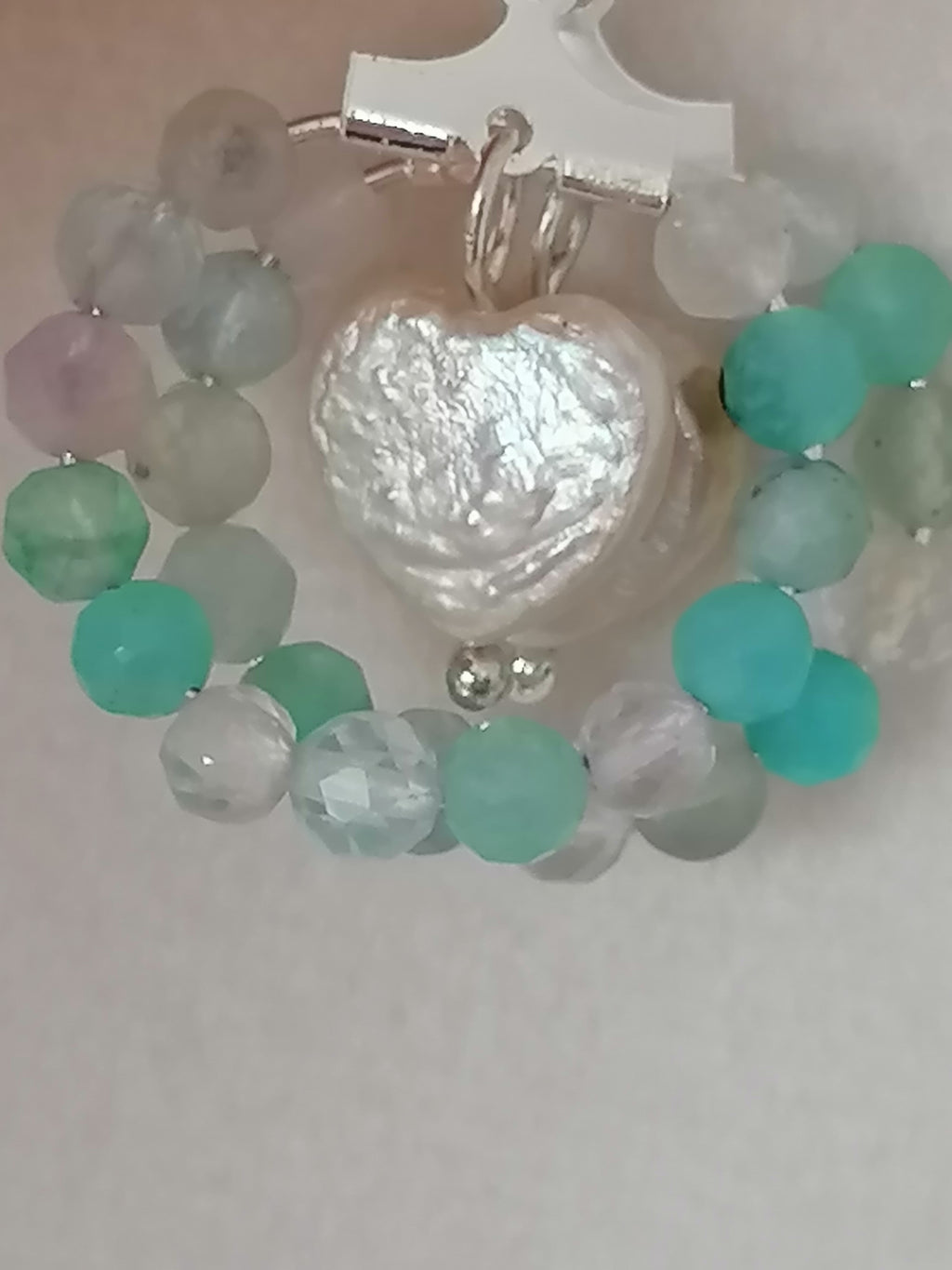Aqua Gemstone Hoop & Baroque Heart Pearl Earrings | 925 Sterling Silver