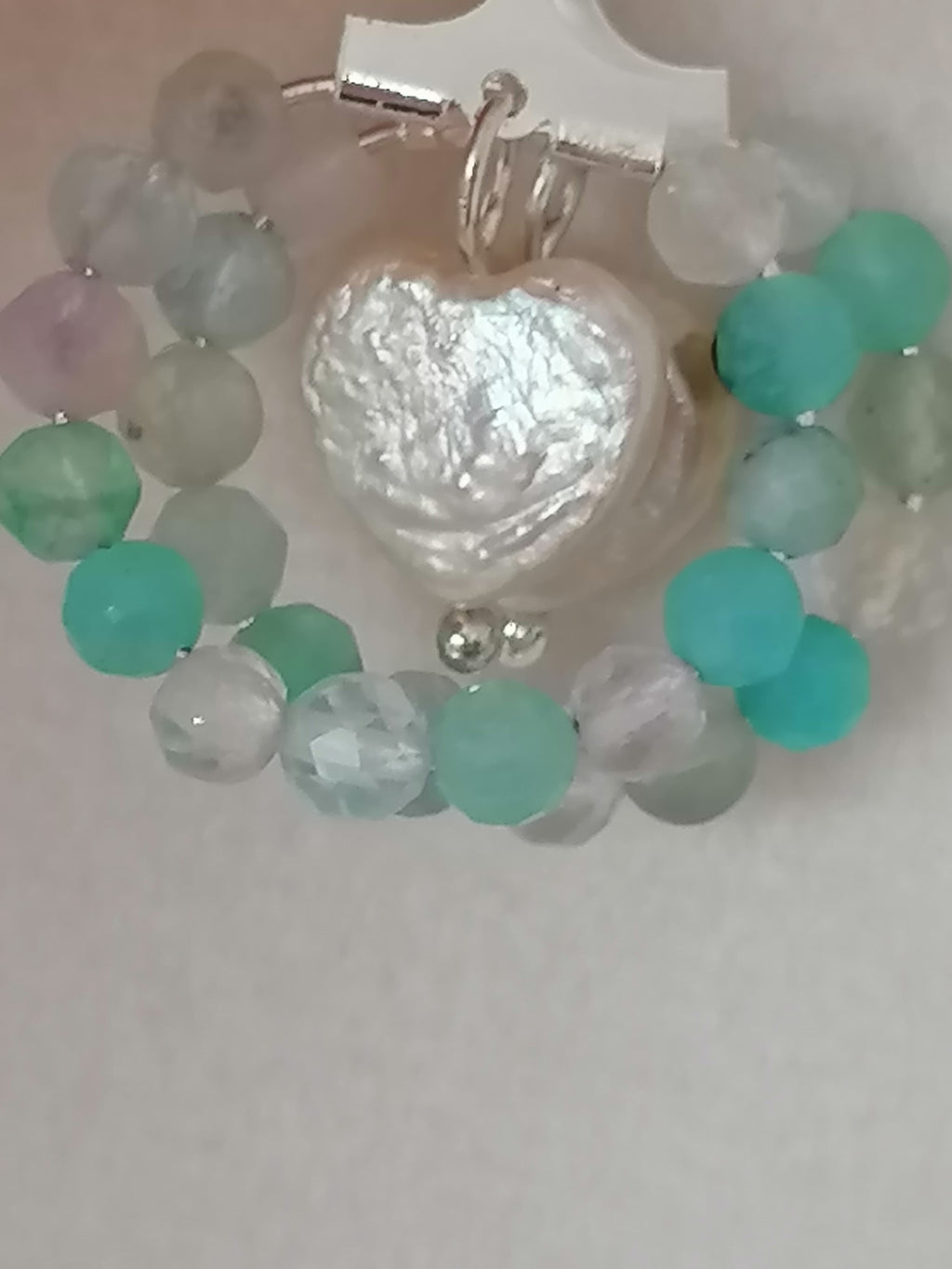 Aqua Gemstone Hoop & Baroque Heart Pearl Earrings | 925 Sterling Silver