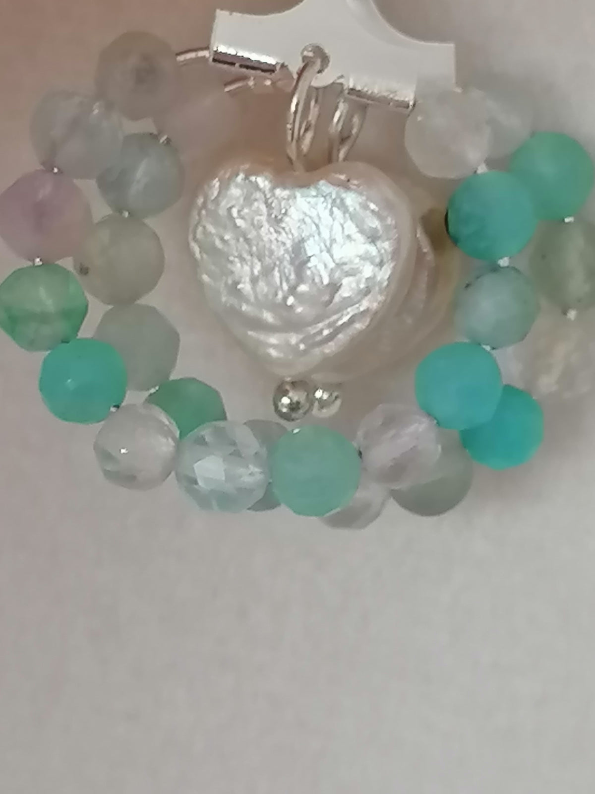 Aqua Gemstone Hoop & Baroque Heart Pearl Earrings | 925 Sterling Silver