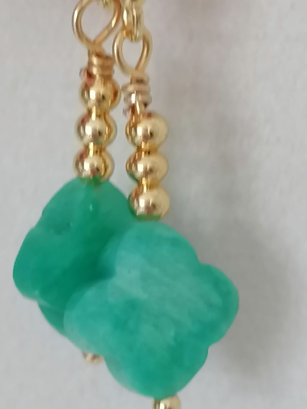 Russian Amazonite Quatrefoil Drop Earrings | 24ct Gold Vermeil