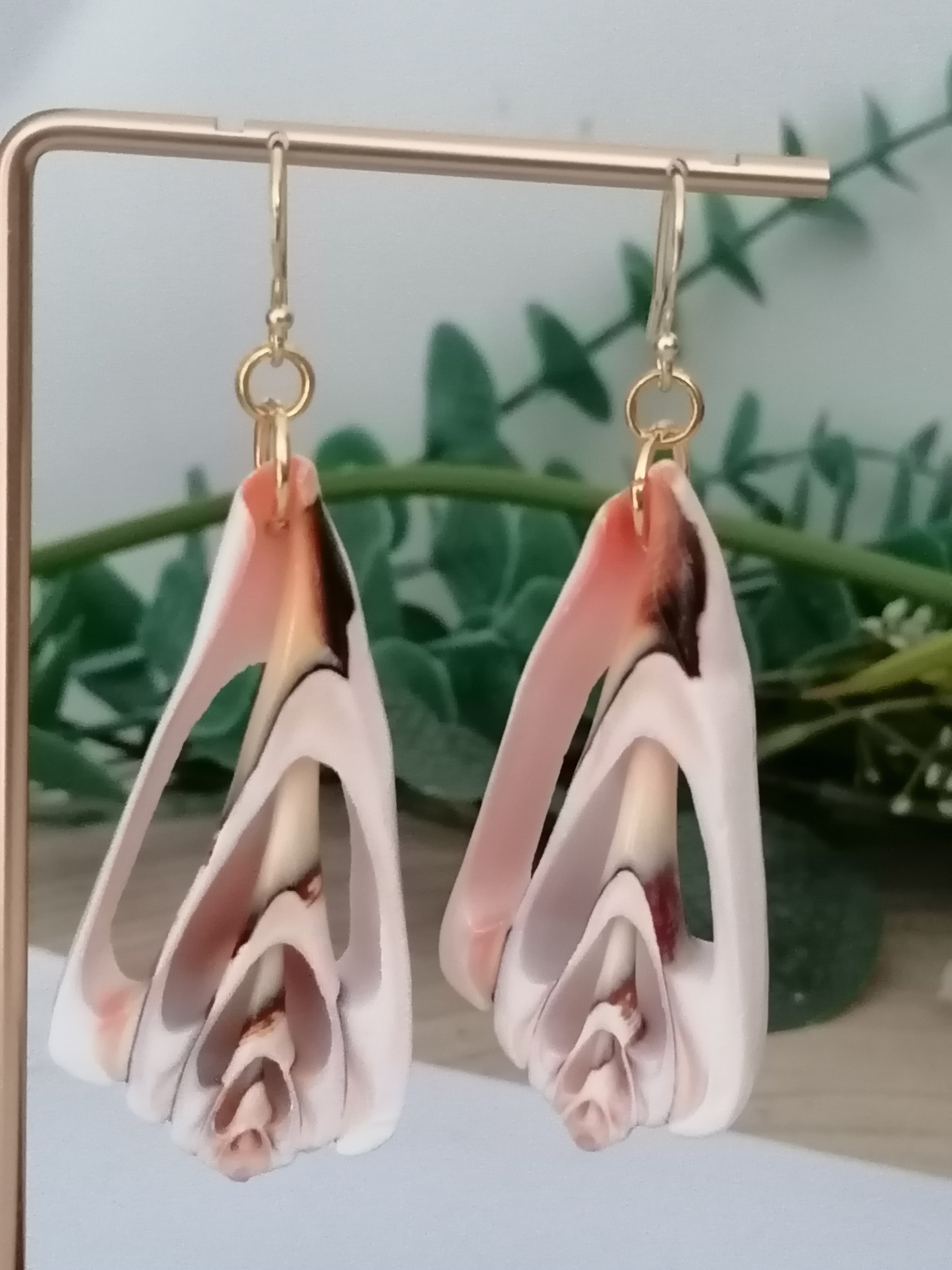Conch Shell Slice Drop Earrings | 24ct Gold Vermeil over 925 Sterling Silver