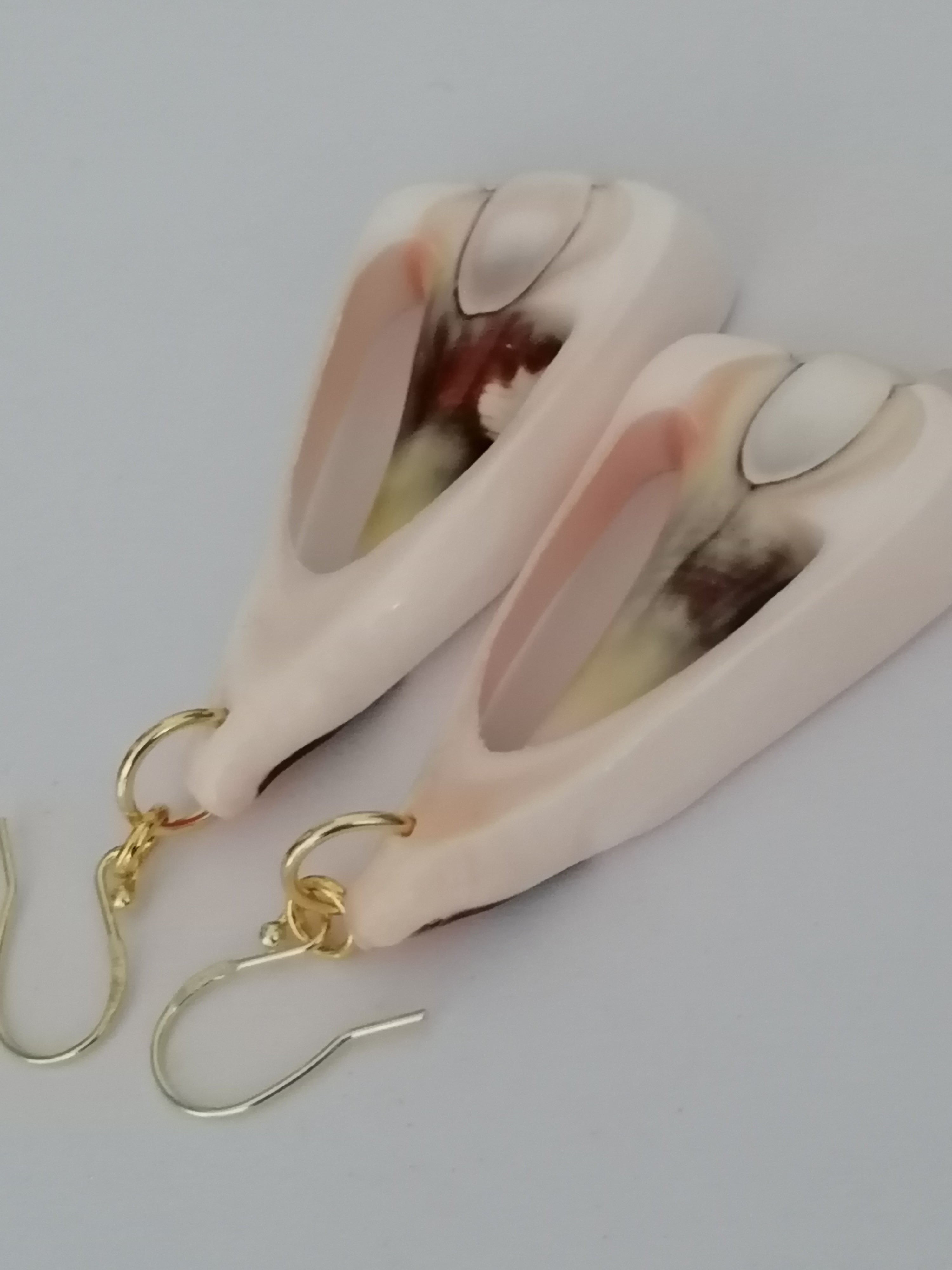 Conch Shell Slice Drop Earrings | 24ct Gold Vermeil over 925 Sterling Silver