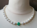 Cultured Freshwater Baroque Pearl & Russian Amazonite Quatrefoil Necklace | Gold Plated