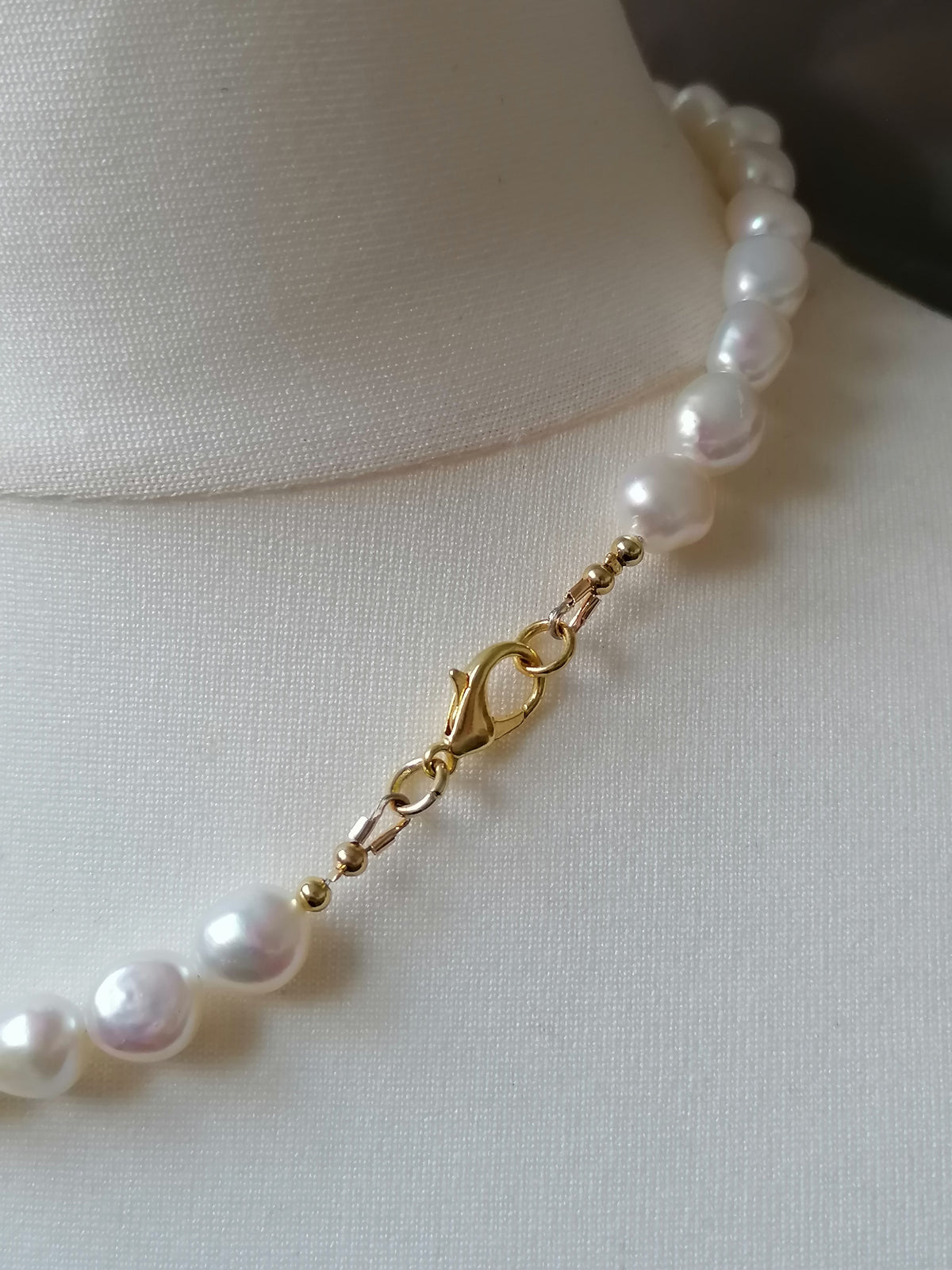 Cultured Freshwater Baroque Pearl & Russian Amazonite Quatrefoil Necklace | Gold Plated