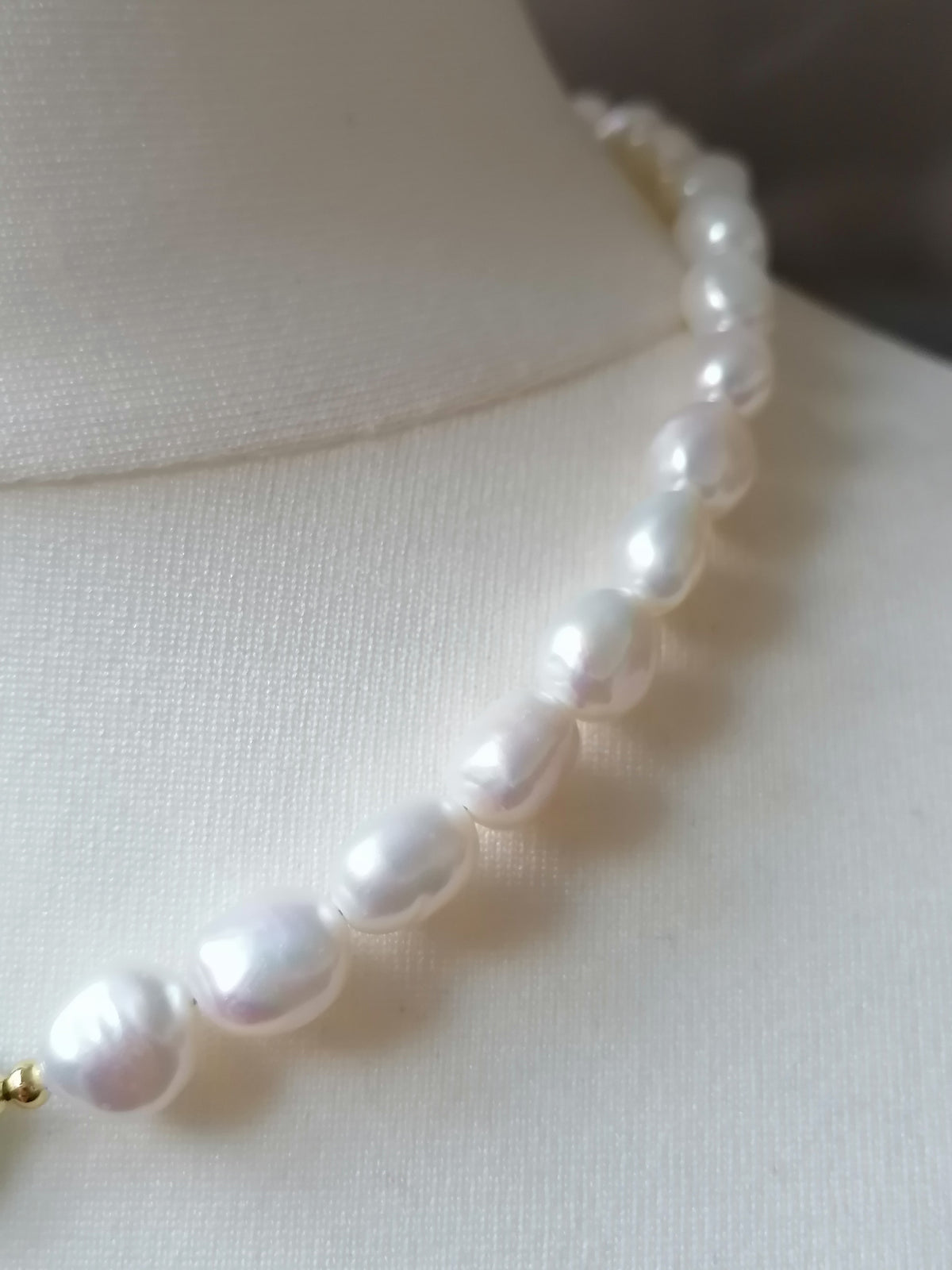 Cultured Freshwater Baroque Pearl & Russian Amazonite Quatrefoil Necklace | Gold Plated