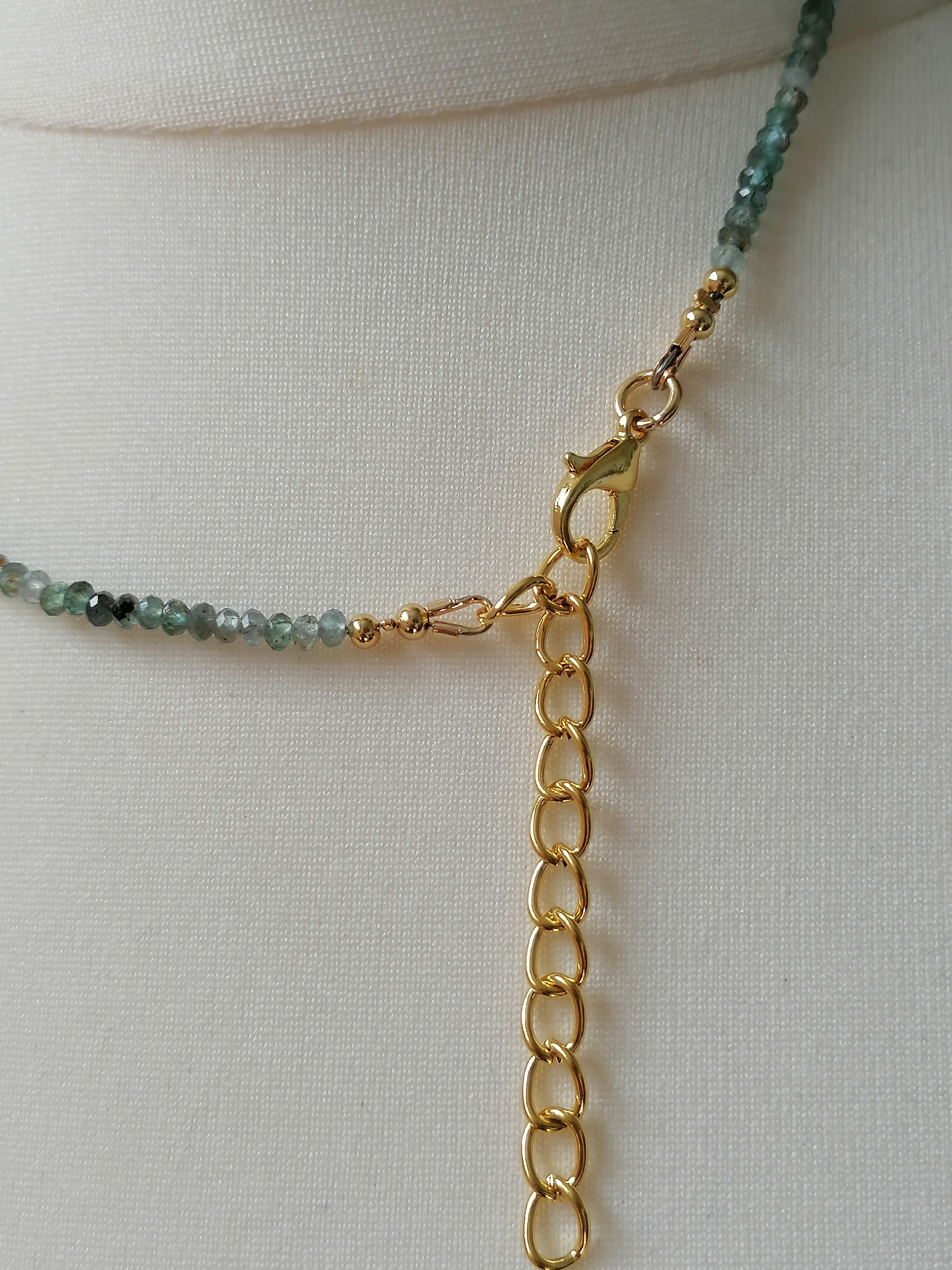 Blue Green Aquamarine Necklace