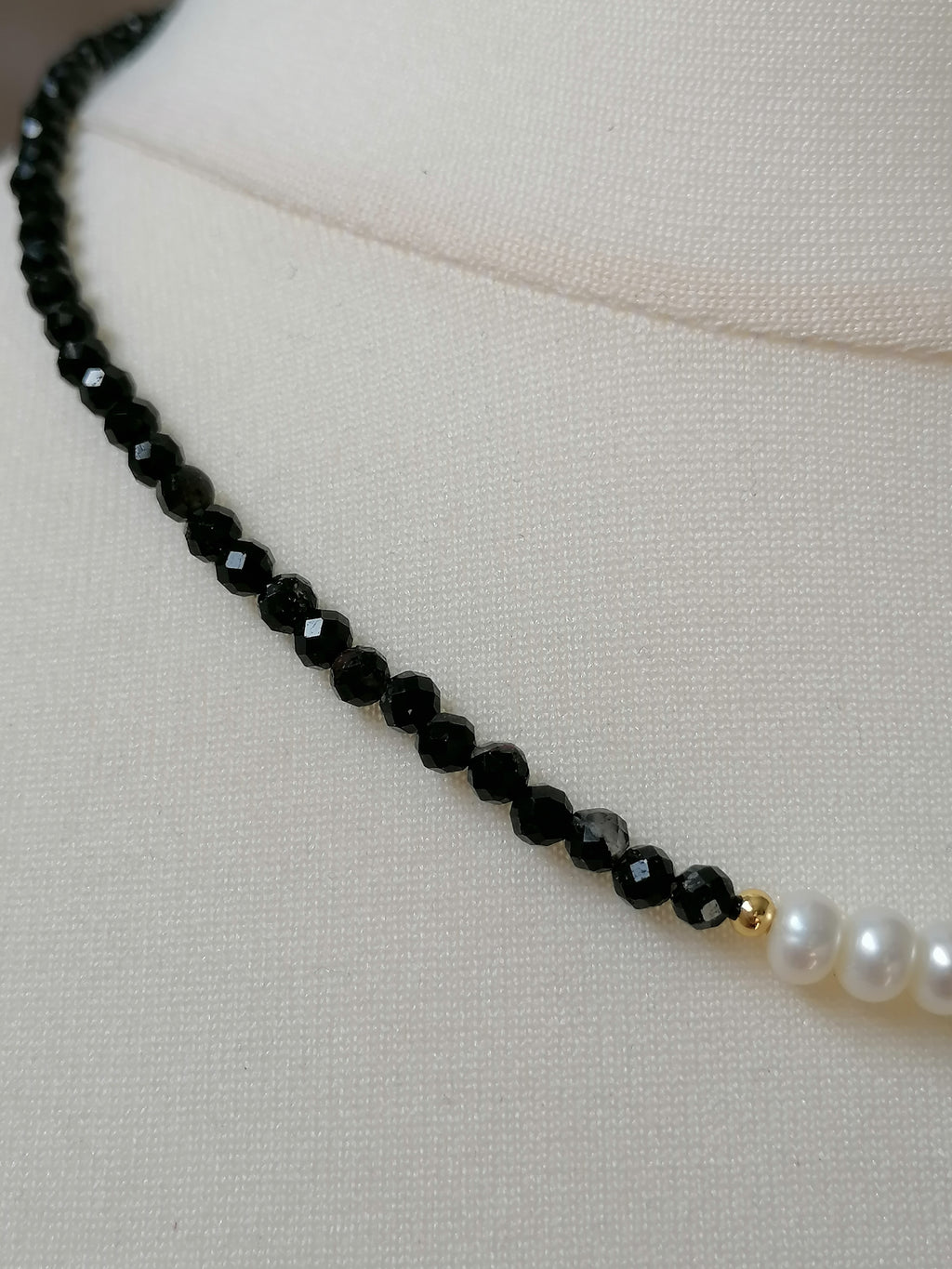 Black Tourmaline, Russian Amazonite & Freshwater Pearl Necklace