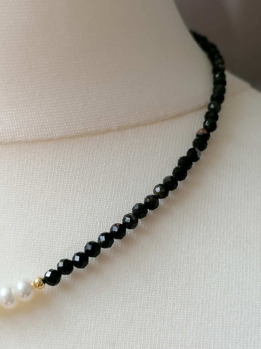 Black Tourmaline, Russian Amazonite & Freshwater Pearl Necklace