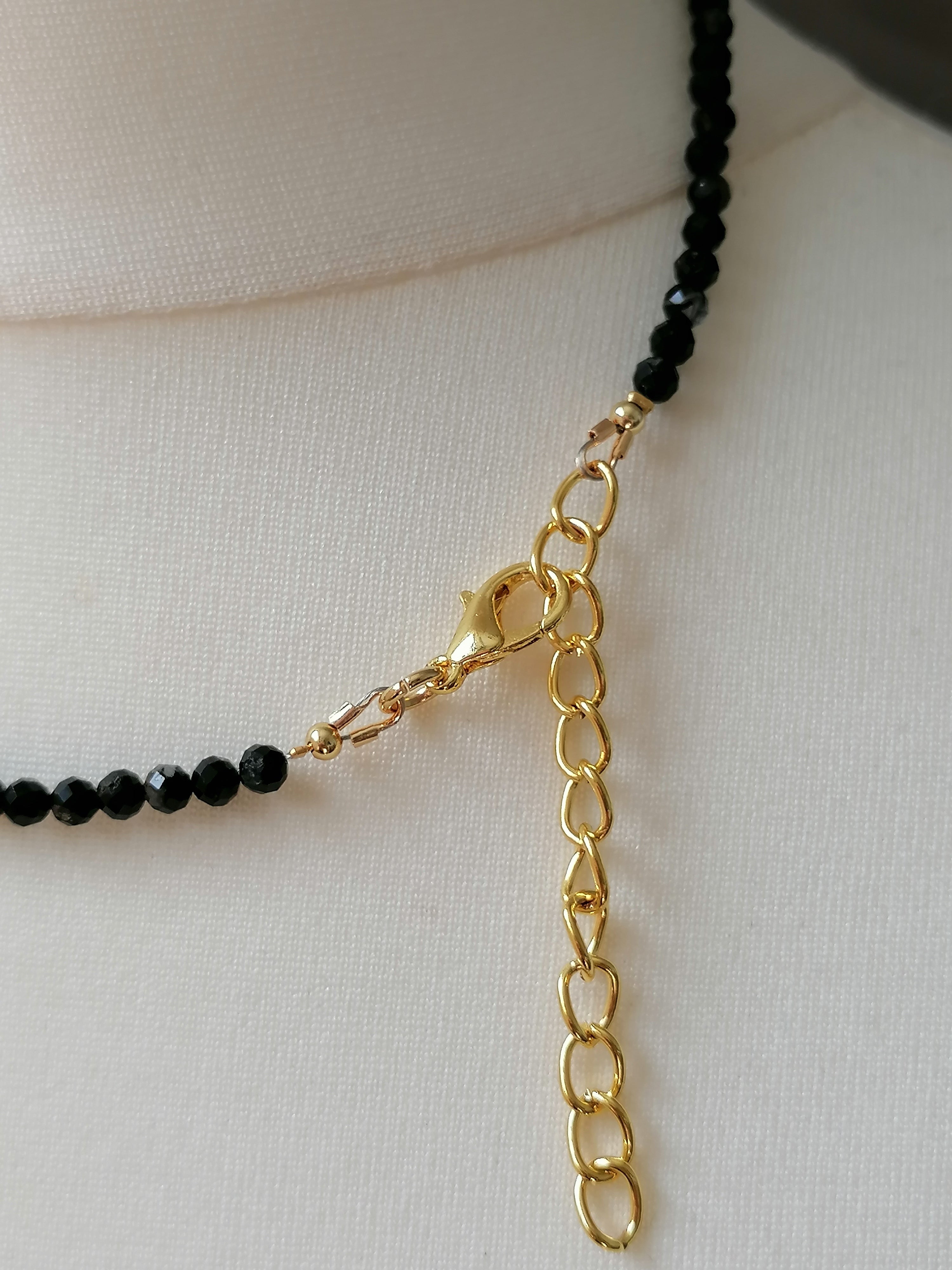 Black Tourmaline, Russian Amazonite & Freshwater Pearl Necklace