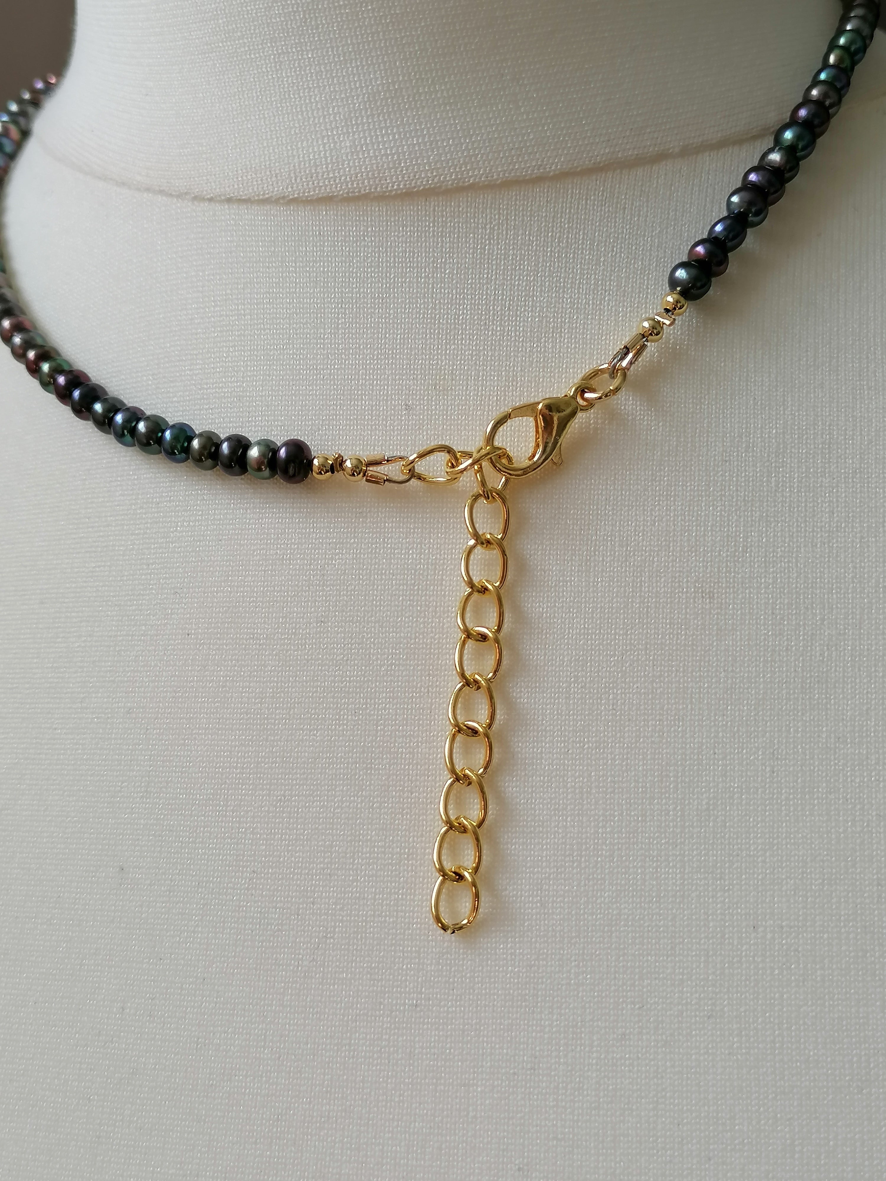 cultured freshwater Peacock Pearl Necklace with Flame ball Baroque Pearl Pendant