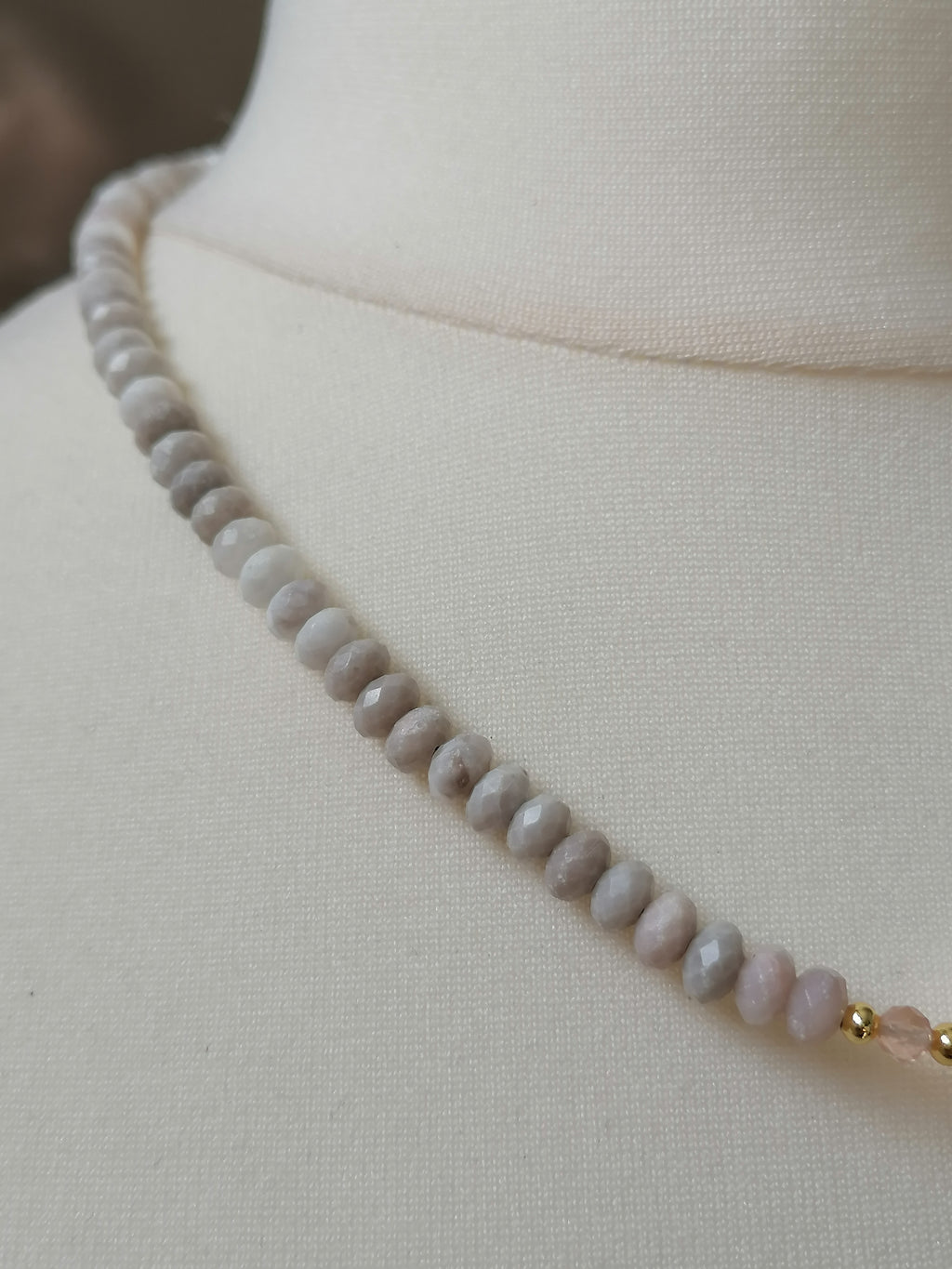 White Agate, Sunstone & Freshwater Pearl Necklace