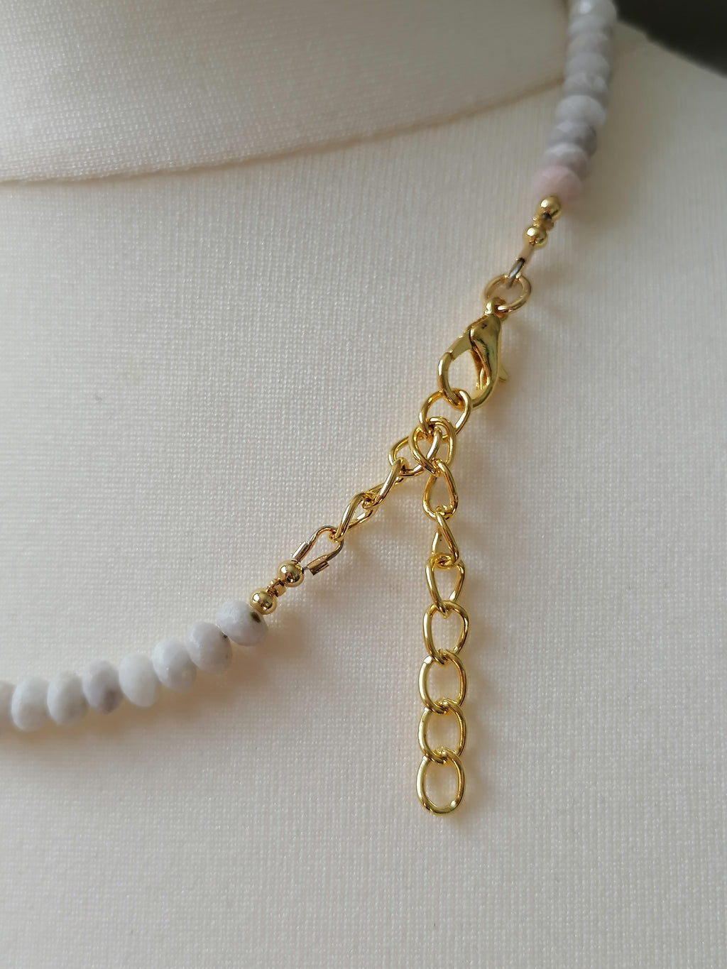 White Agate, Sunstone & Freshwater Pearl Necklace