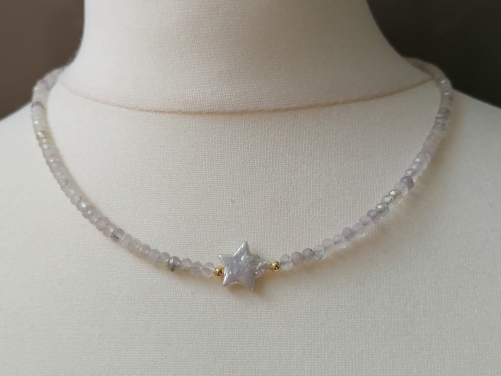 Semi-Precious Moonstone & Baroque Star Pearl Necklace