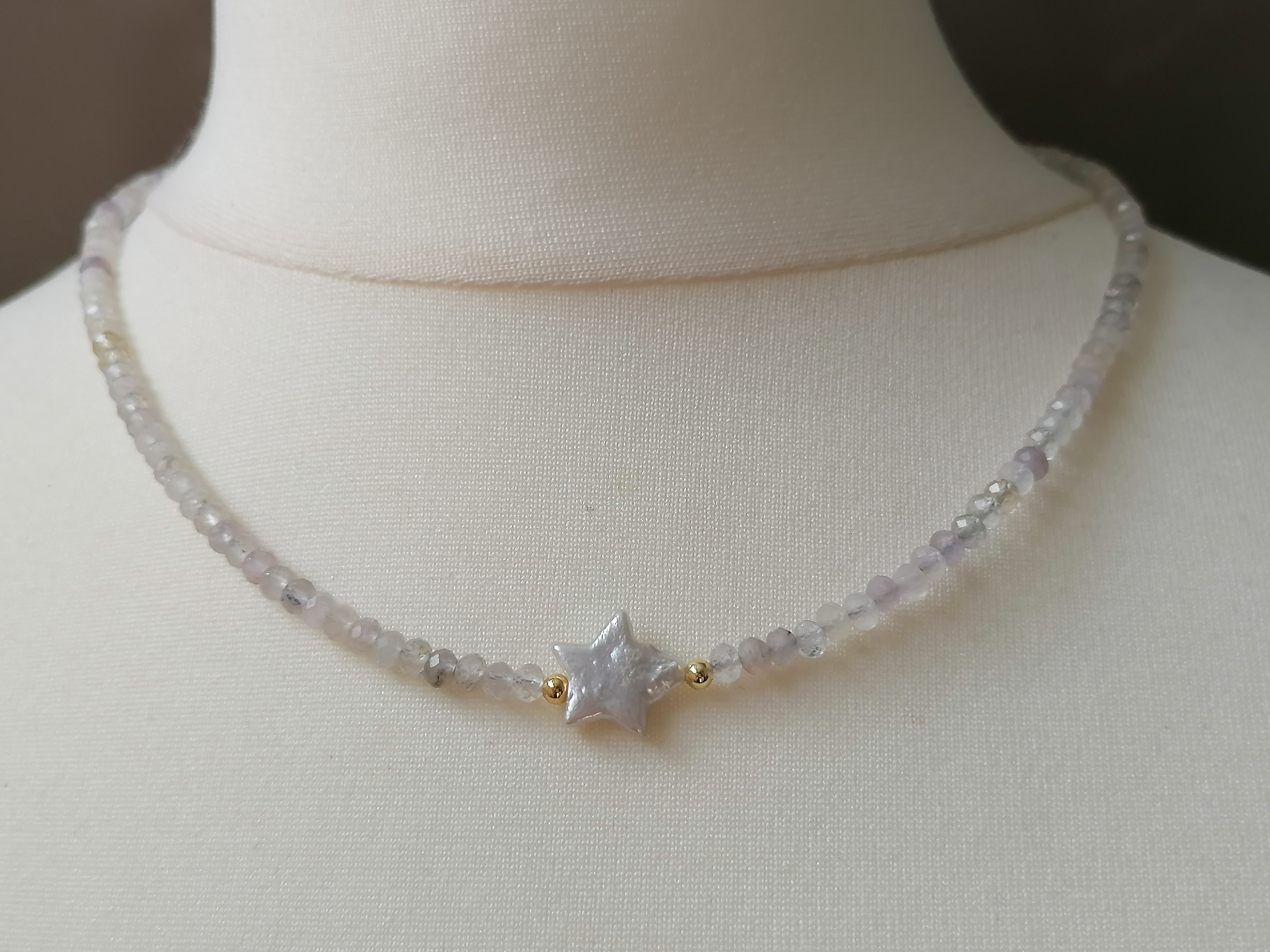 Semi-Precious Moonstone & Baroque Star Pearl Necklace
