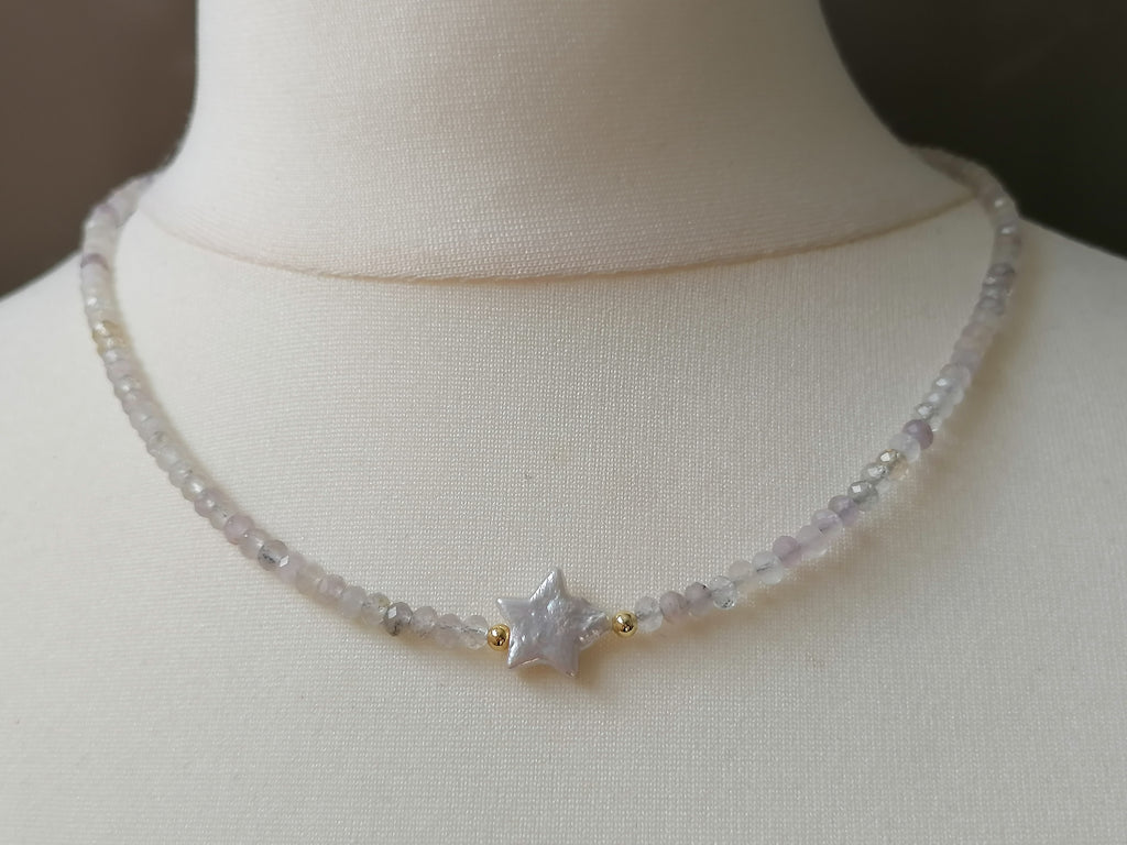 Semi-Precious Moonstone & Baroque Star Pearl Necklace