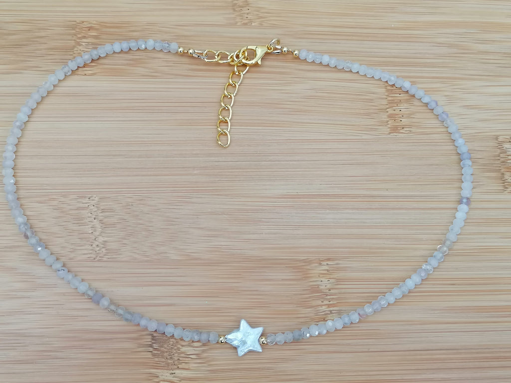 Semi-Precious Moonstone & Baroque Star Pearl Necklace