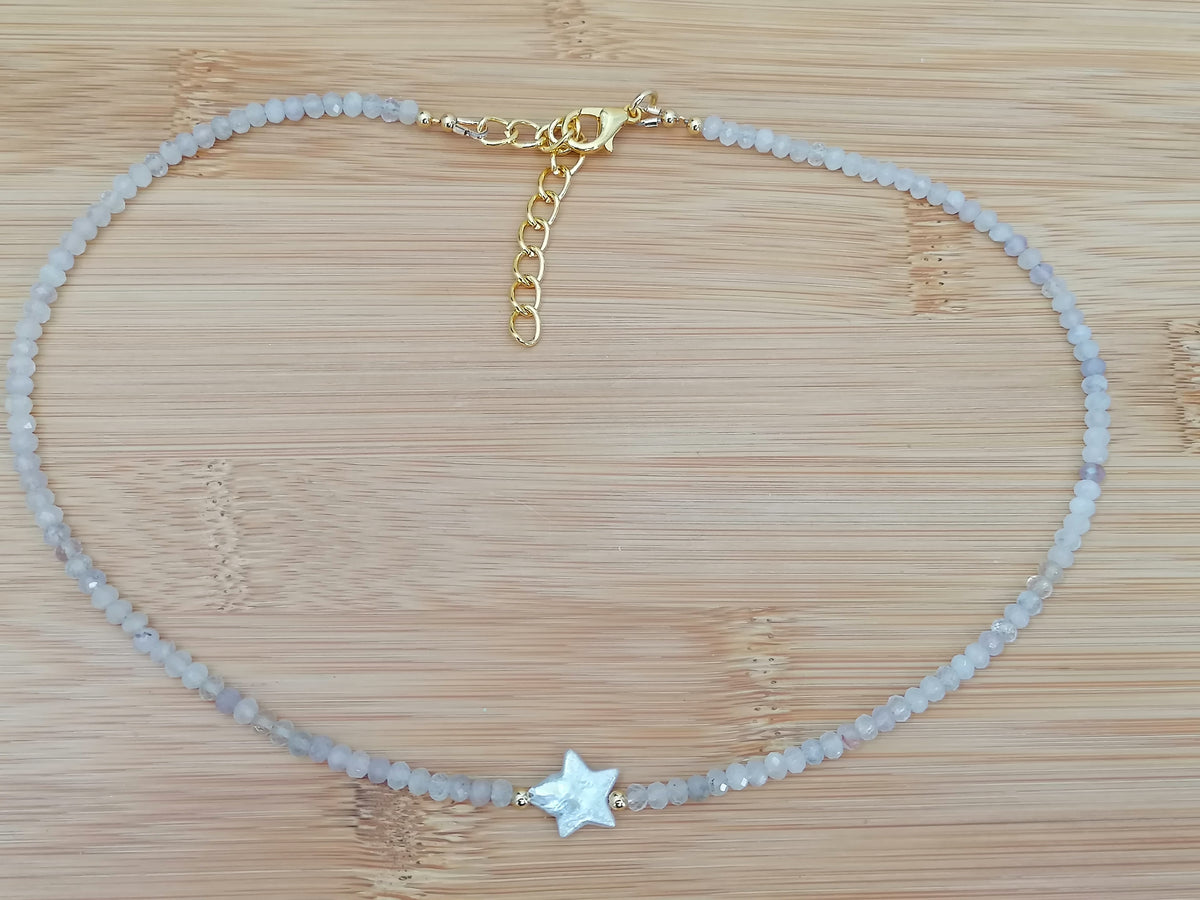 Semi-Precious Moonstone & Baroque Star Pearl Necklace