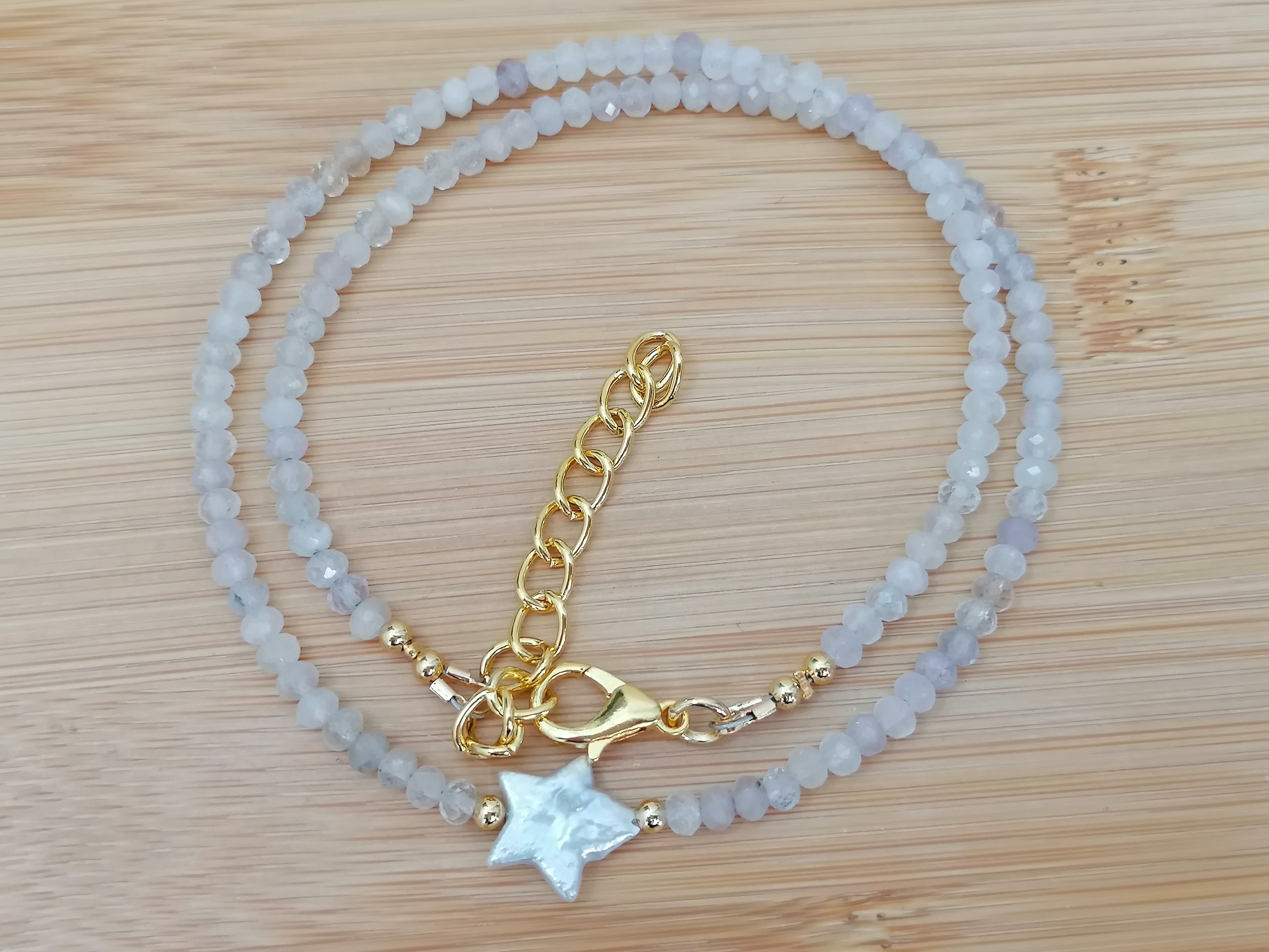Semi-Precious Moonstone & Baroque Star Pearl Necklace