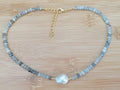 Labradorite Gemstone & Freshwater Baroque Pearl Necklace
