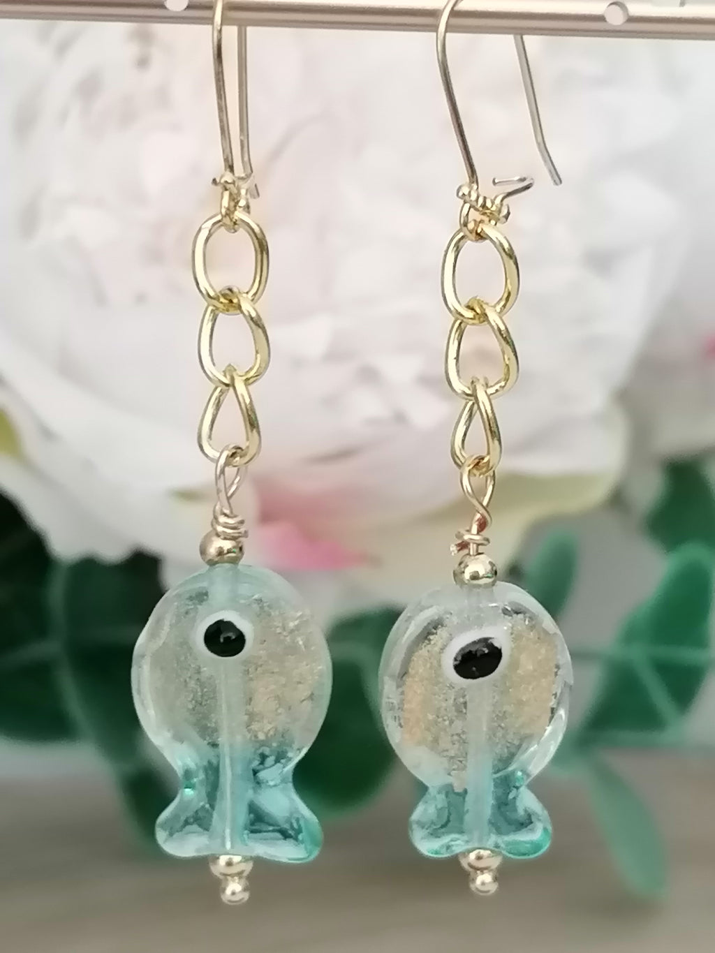 Glass Fish Drop Earrings