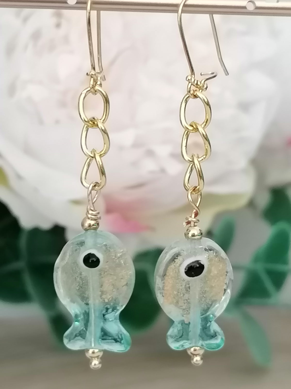 Glass Fish Drop Earrings