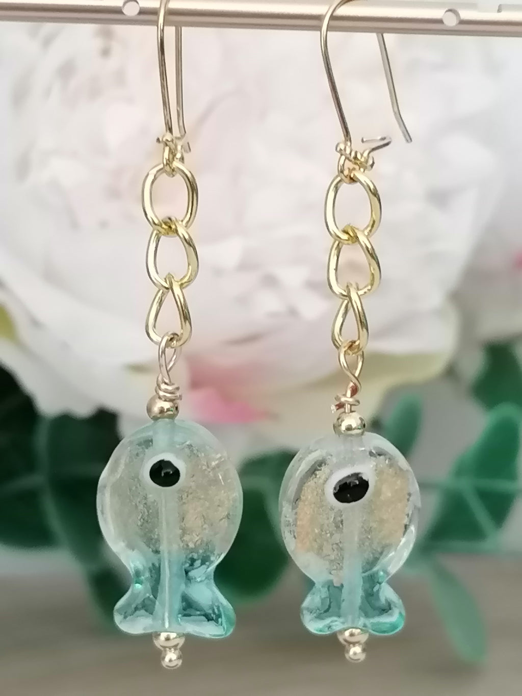 Glass Fish Drop Earrings