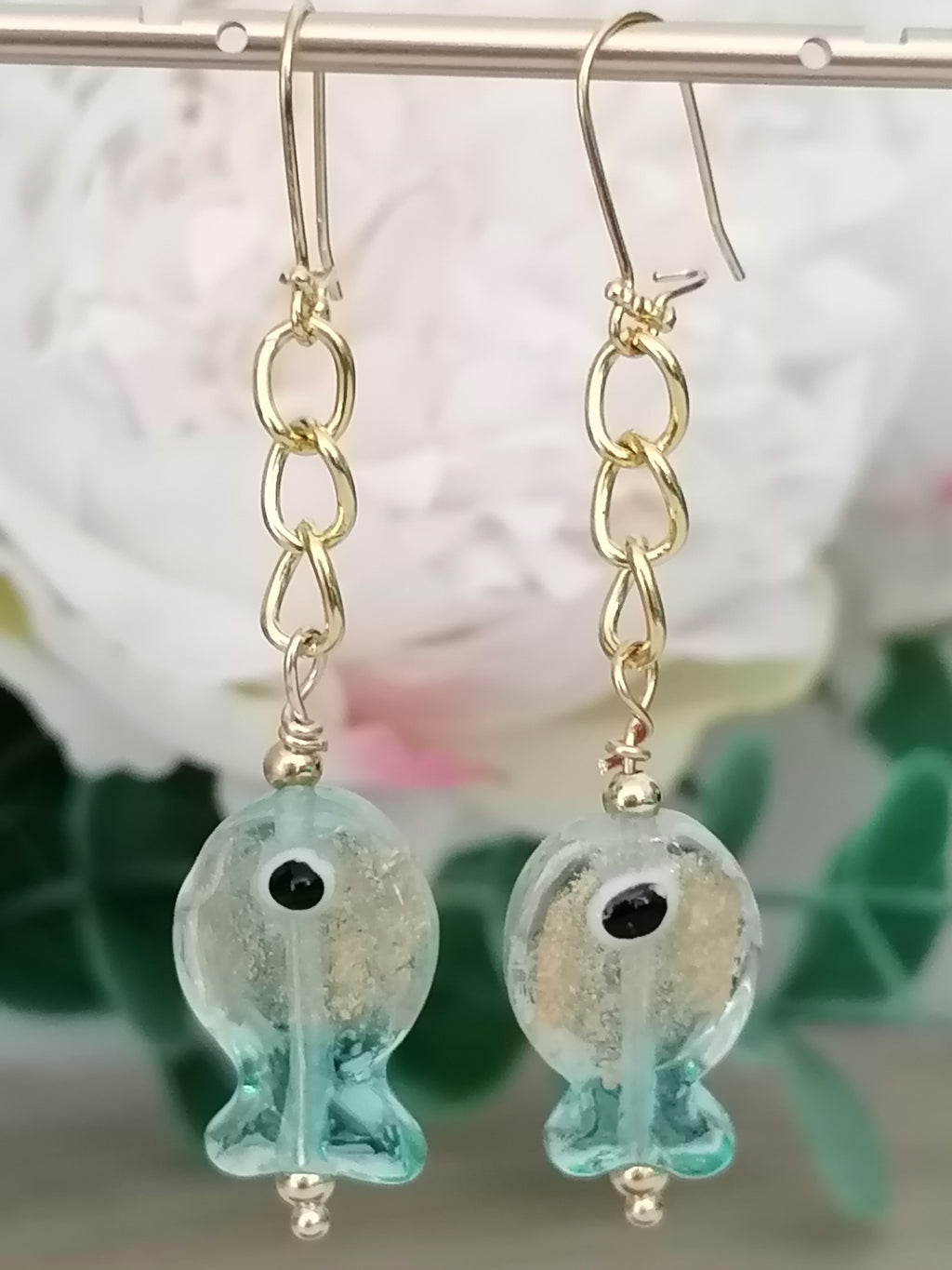 Glass Fish Drop Earrings