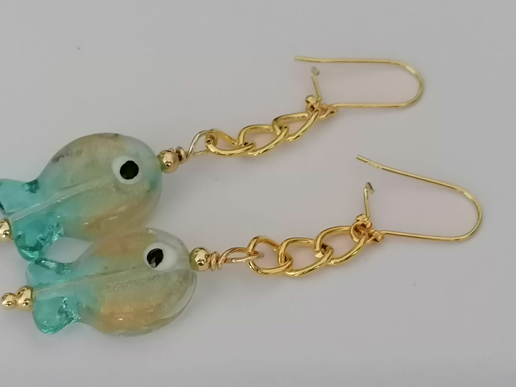 Glass Fish Drop Earrings