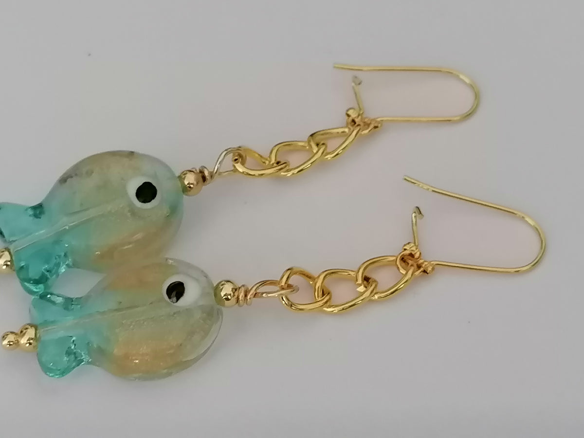 Glass Fish Drop Earrings