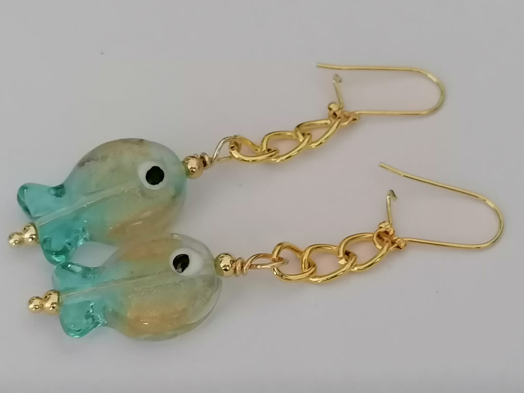 Glass Fish Drop Earrings
