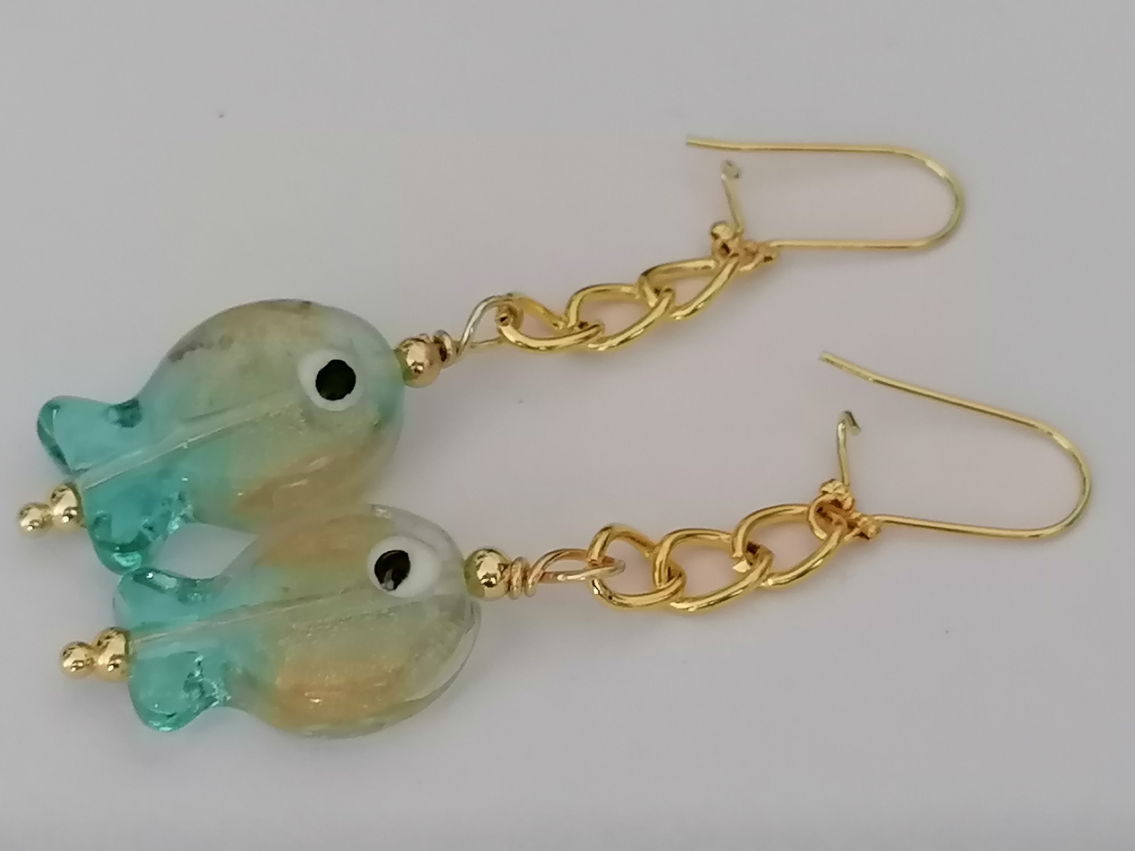 Glass Fish Drop Earrings