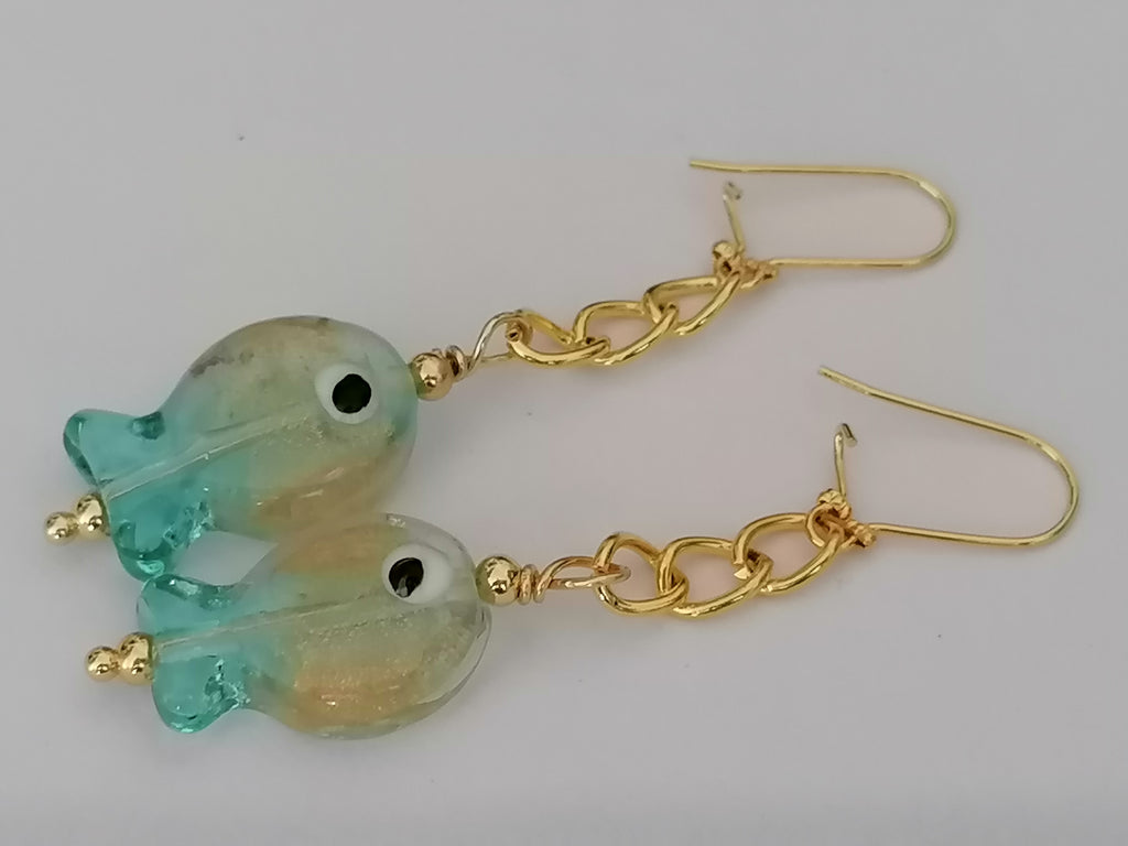 Glass Fish Drop Earrings