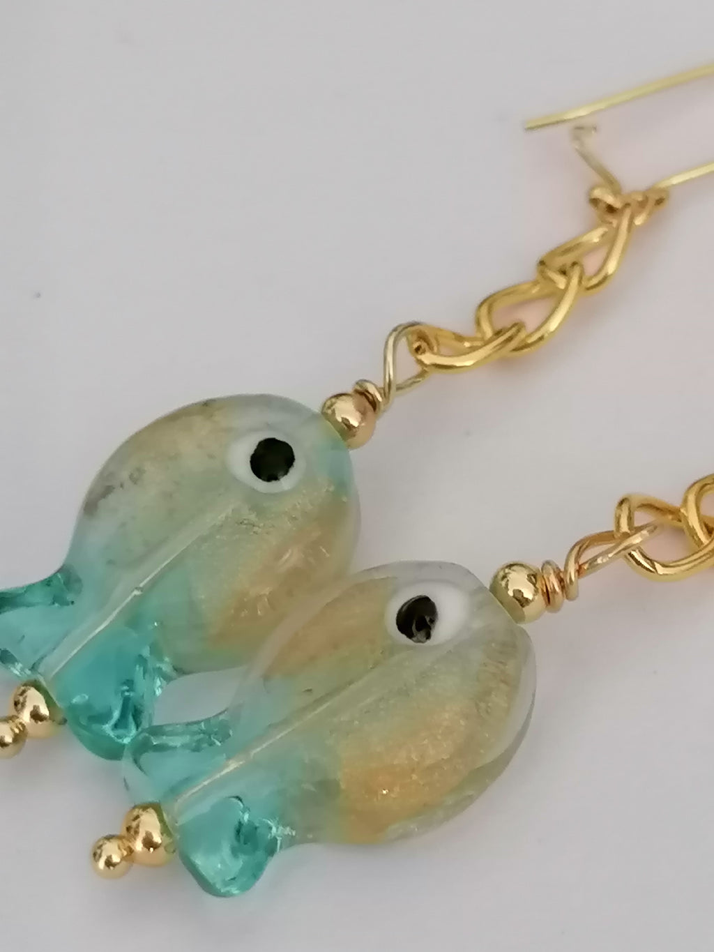 Glass Fish Drop Earrings