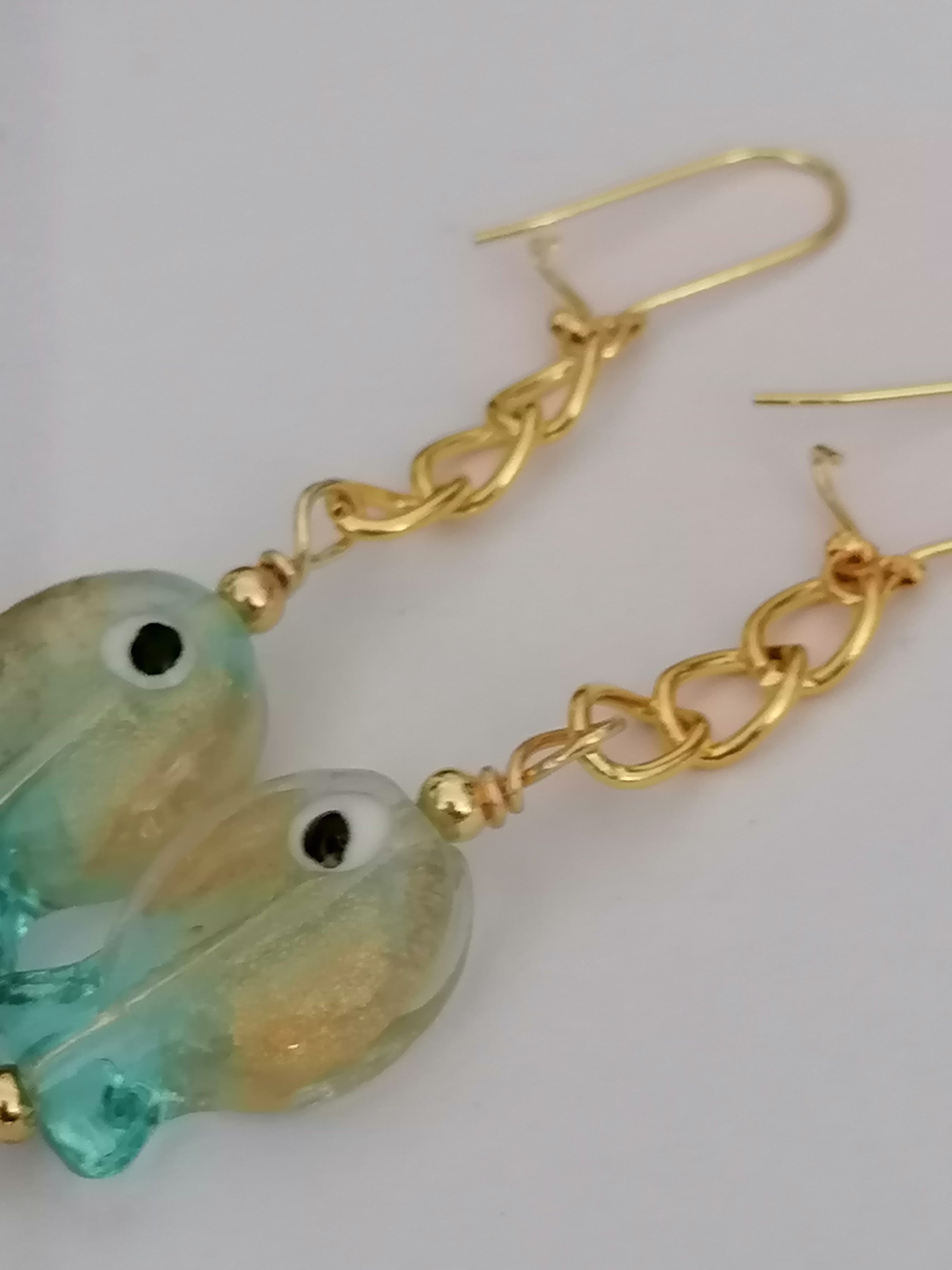 Glass Fish Drop Earrings
