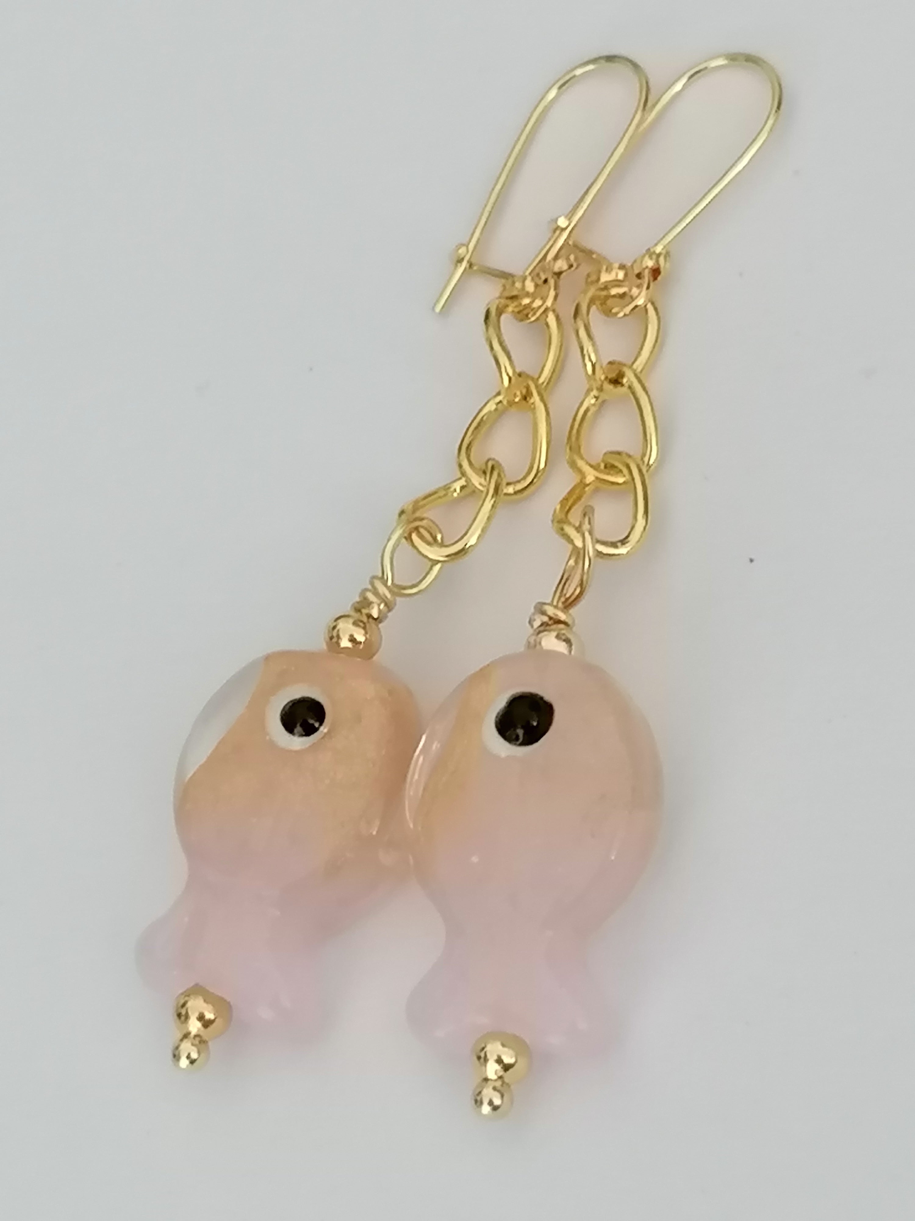 Glass Fish Drop Earrings