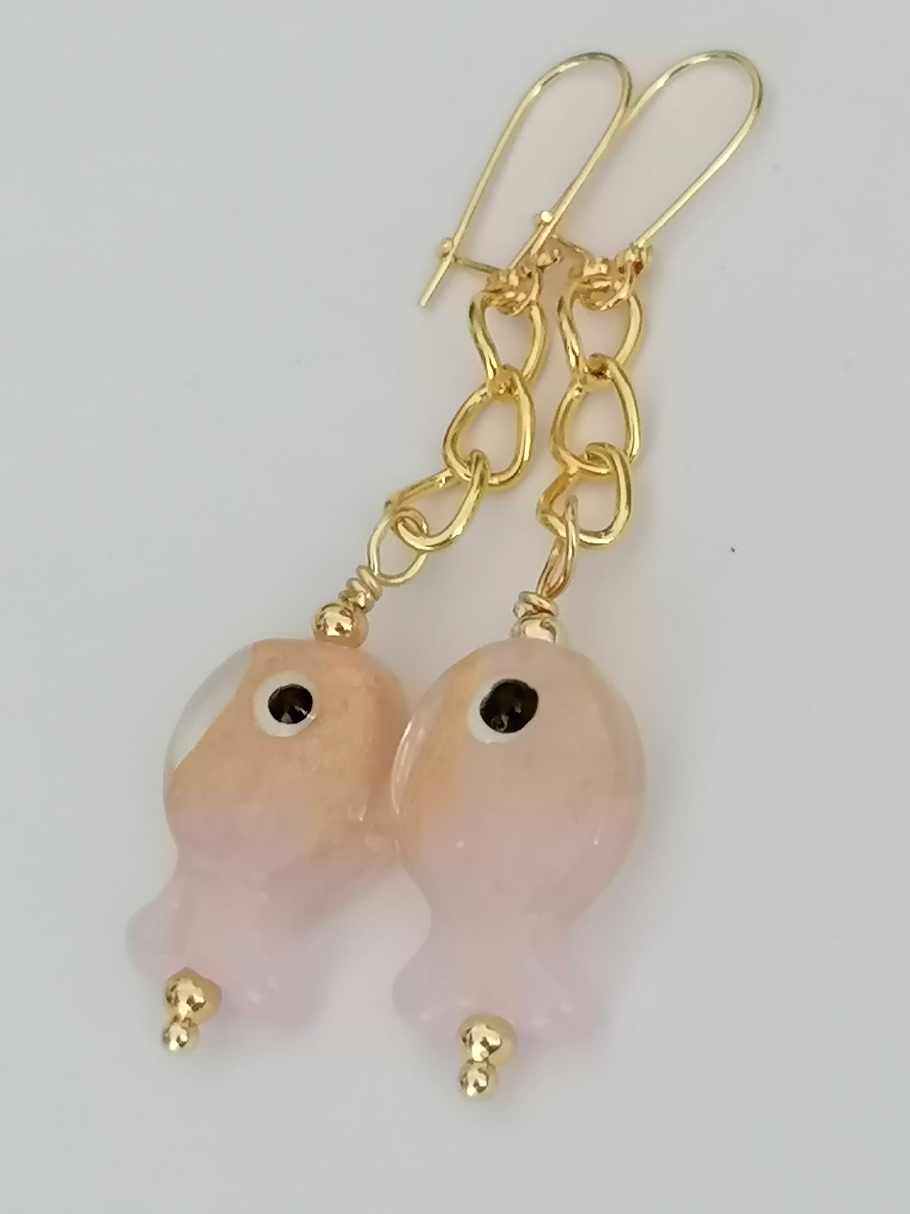 Glass Fish Drop Earrings