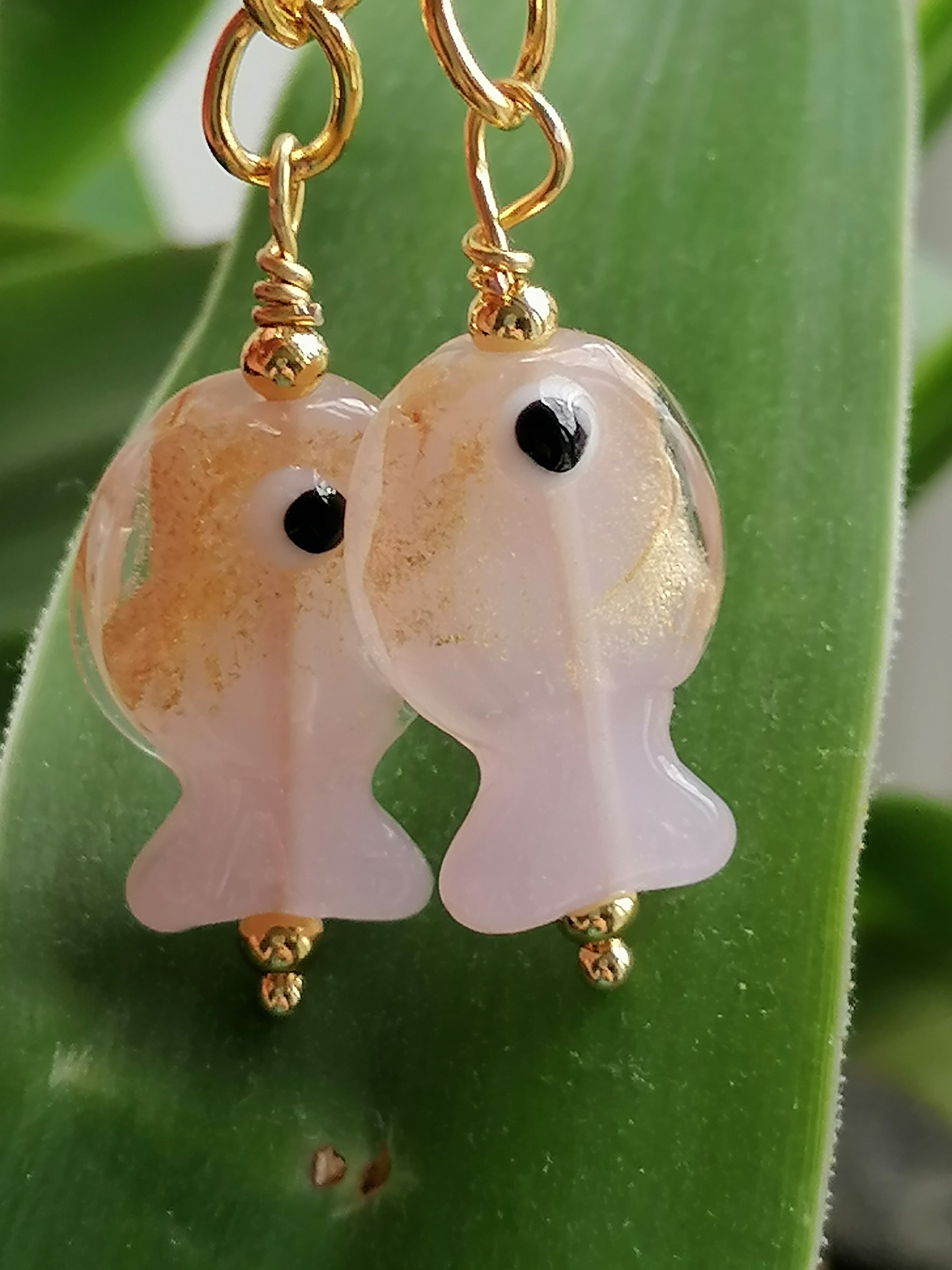 Glass Fish Drop Earrings