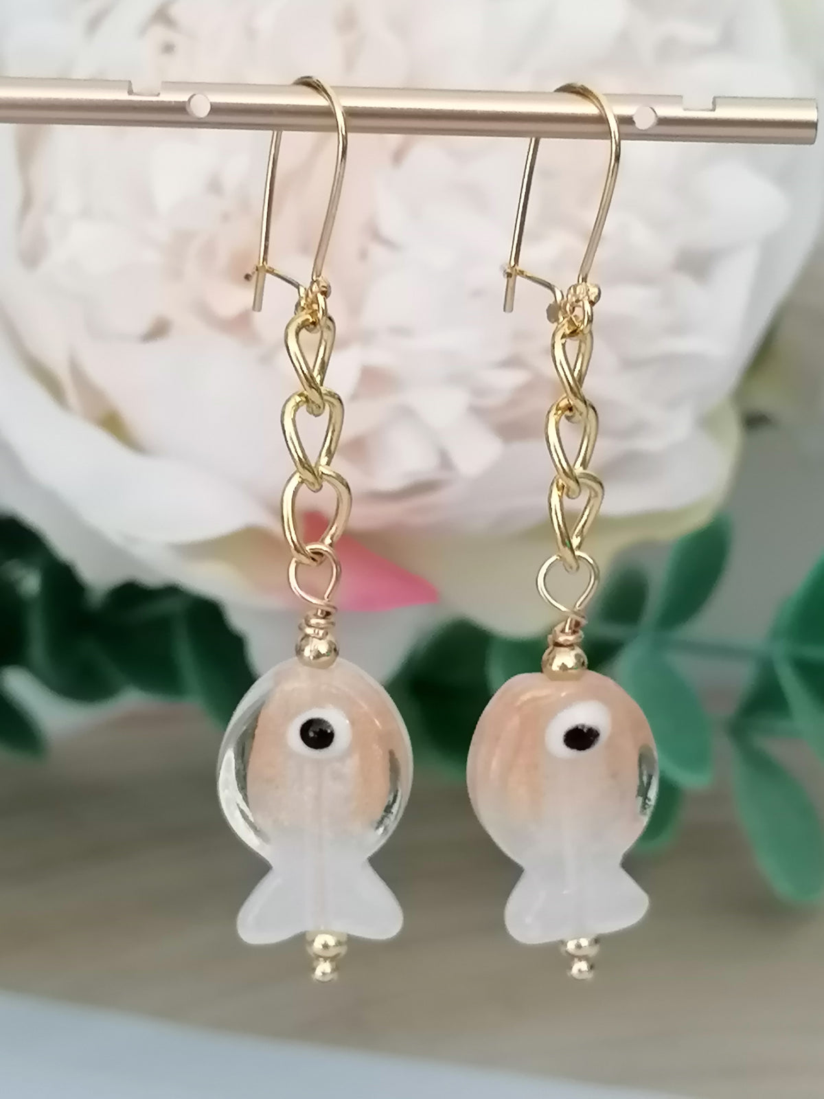 Glass Fish Drop Earrings