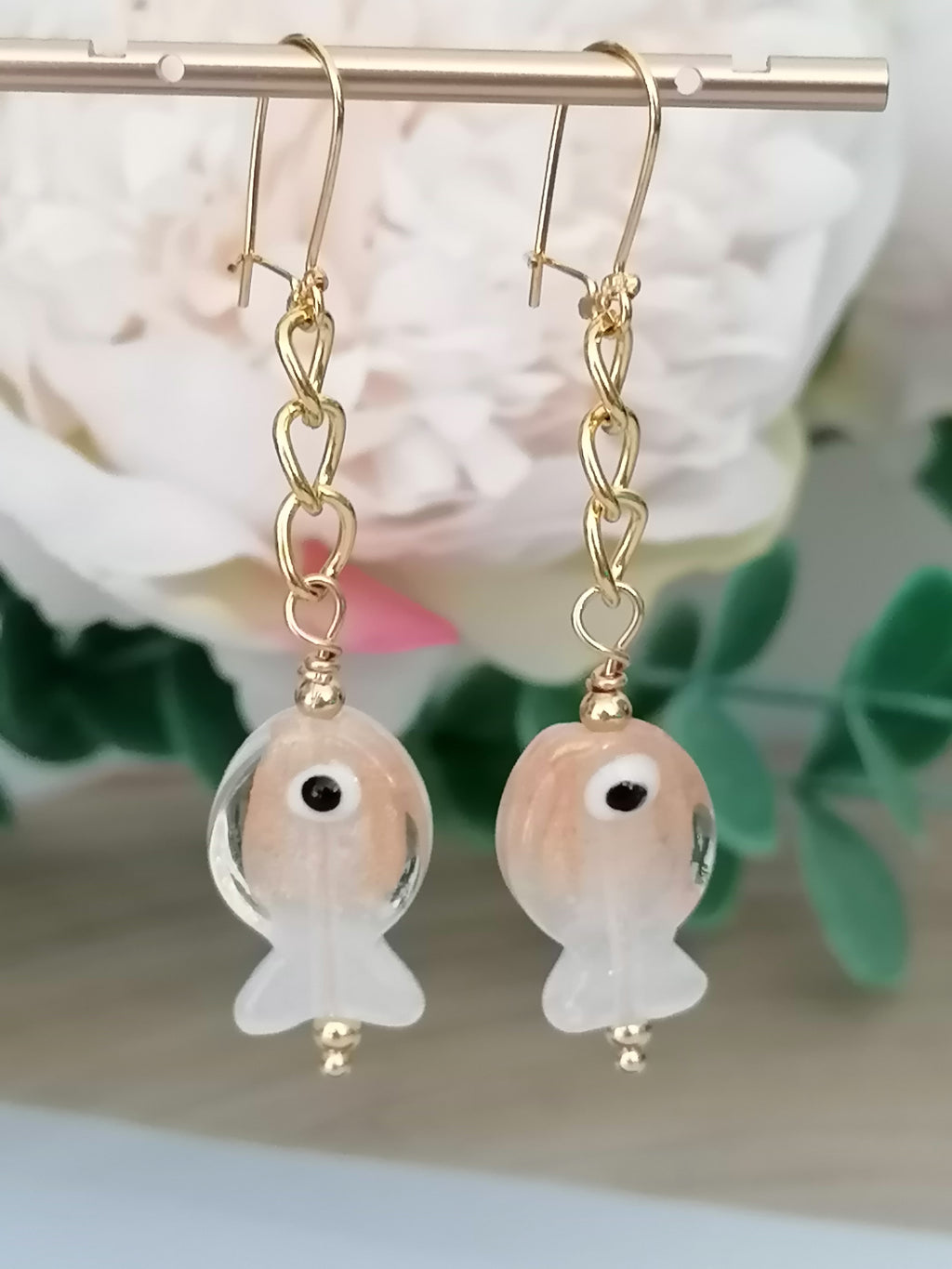 Glass Fish Drop Earrings