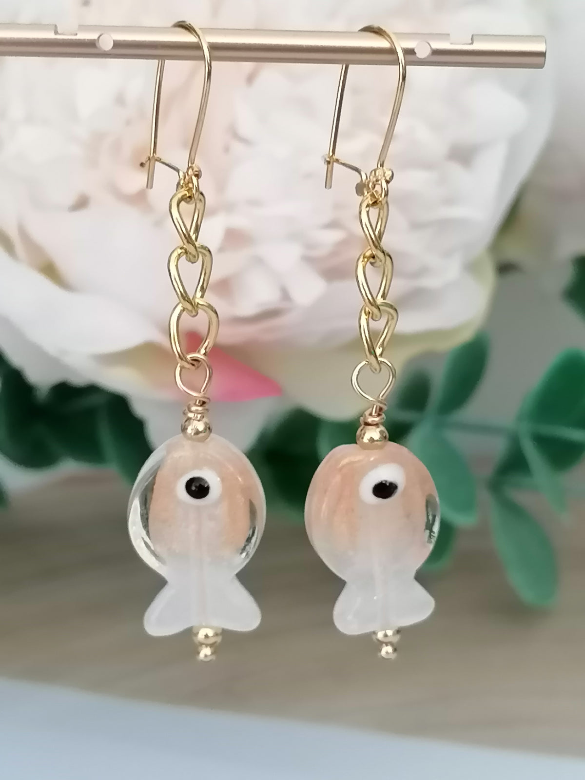 Glass Fish Drop Earrings