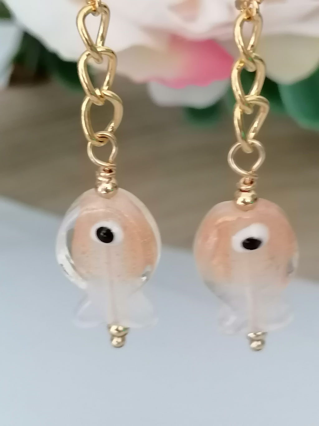 Glass Fish Drop Earrings
