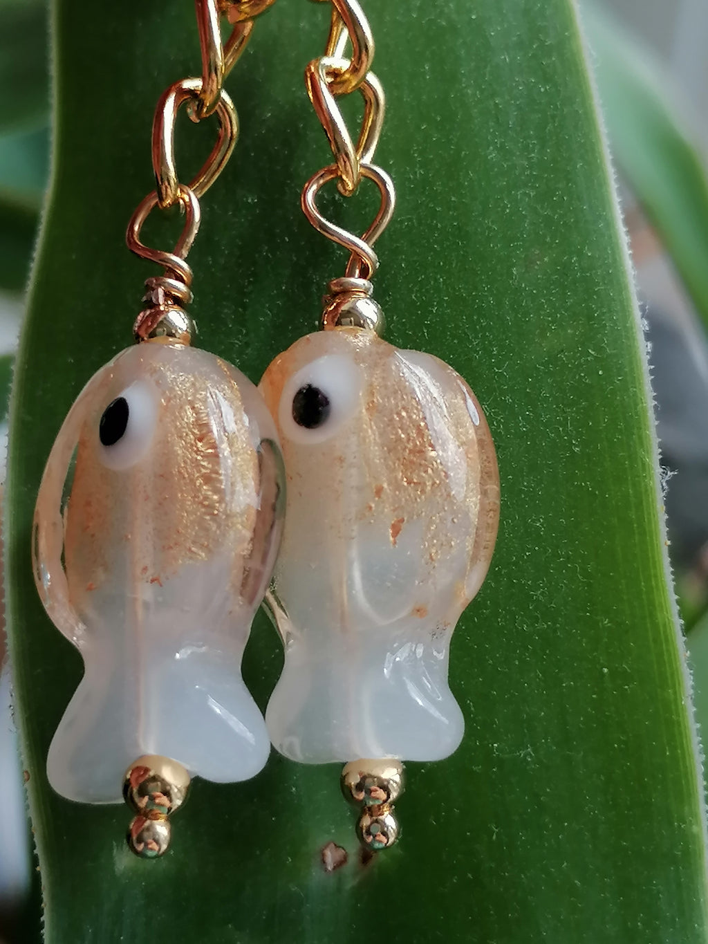 Glass Fish Drop Earrings