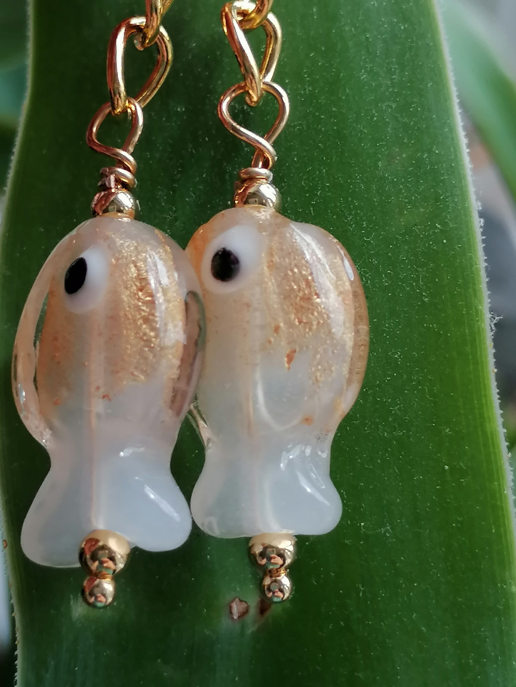 Glass Fish Drop Earrings