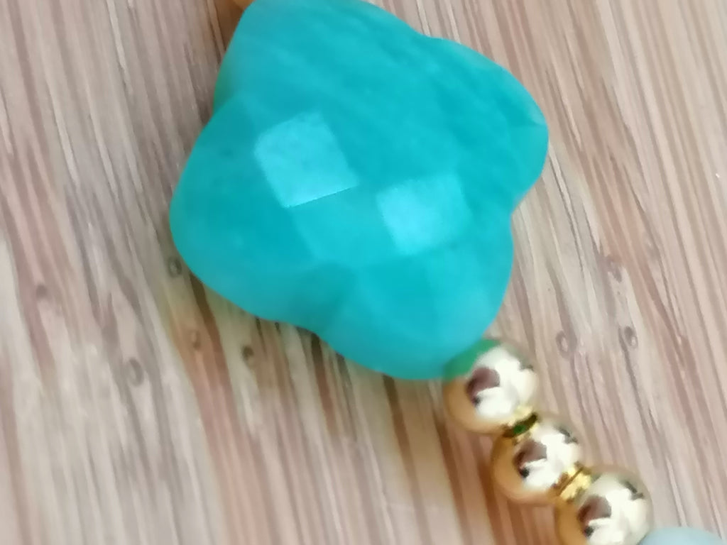 Russian Amazonite Clover Gemstone Bracelet semi-precious
