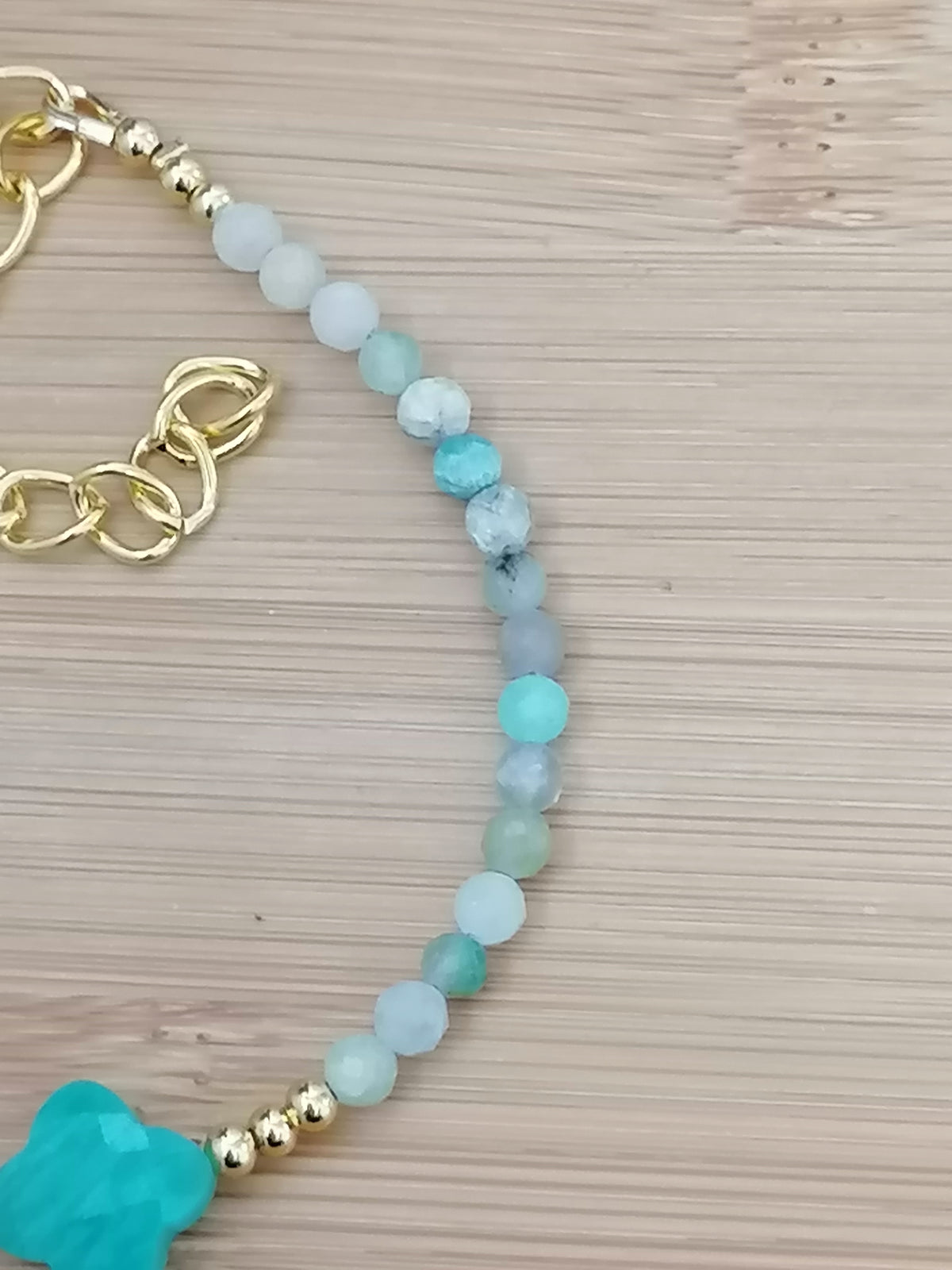 Russian Amazonite Clover Gemstone Bracelet semi-precious