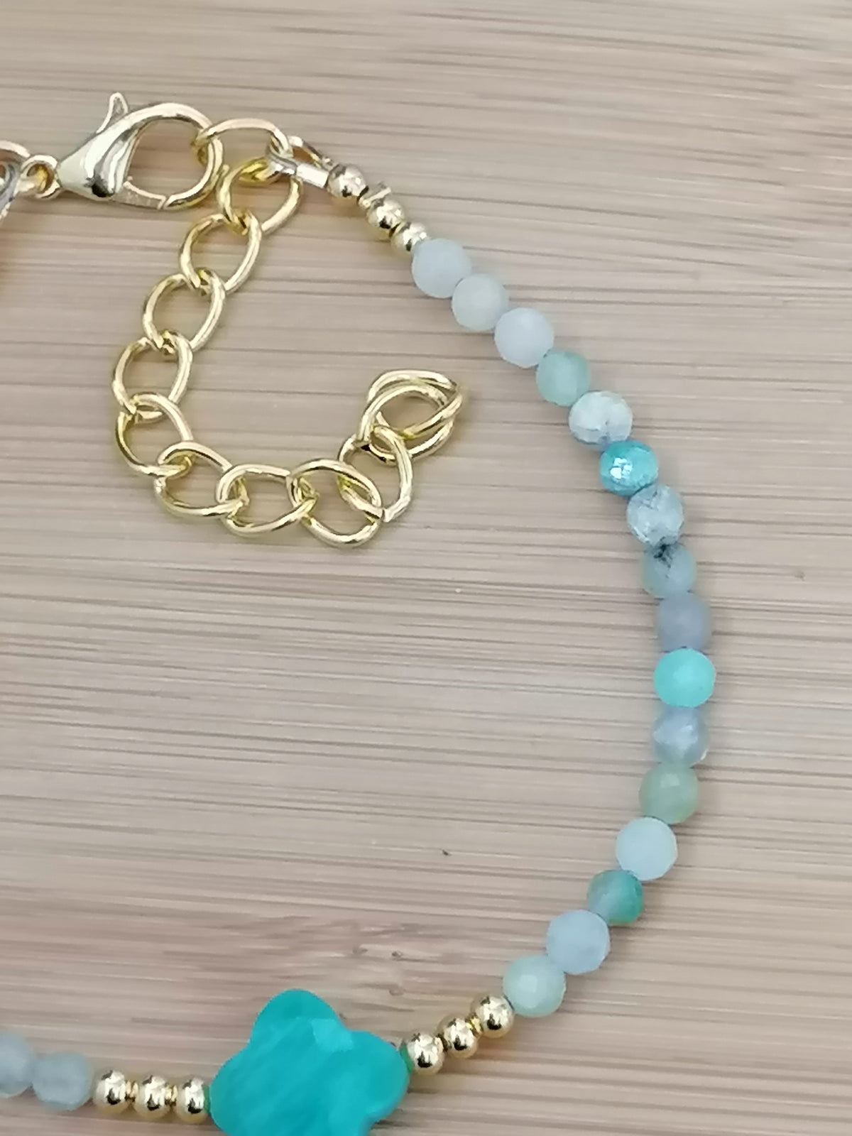 Russian Amazonite Clover Gemstone Bracelet semi-precious