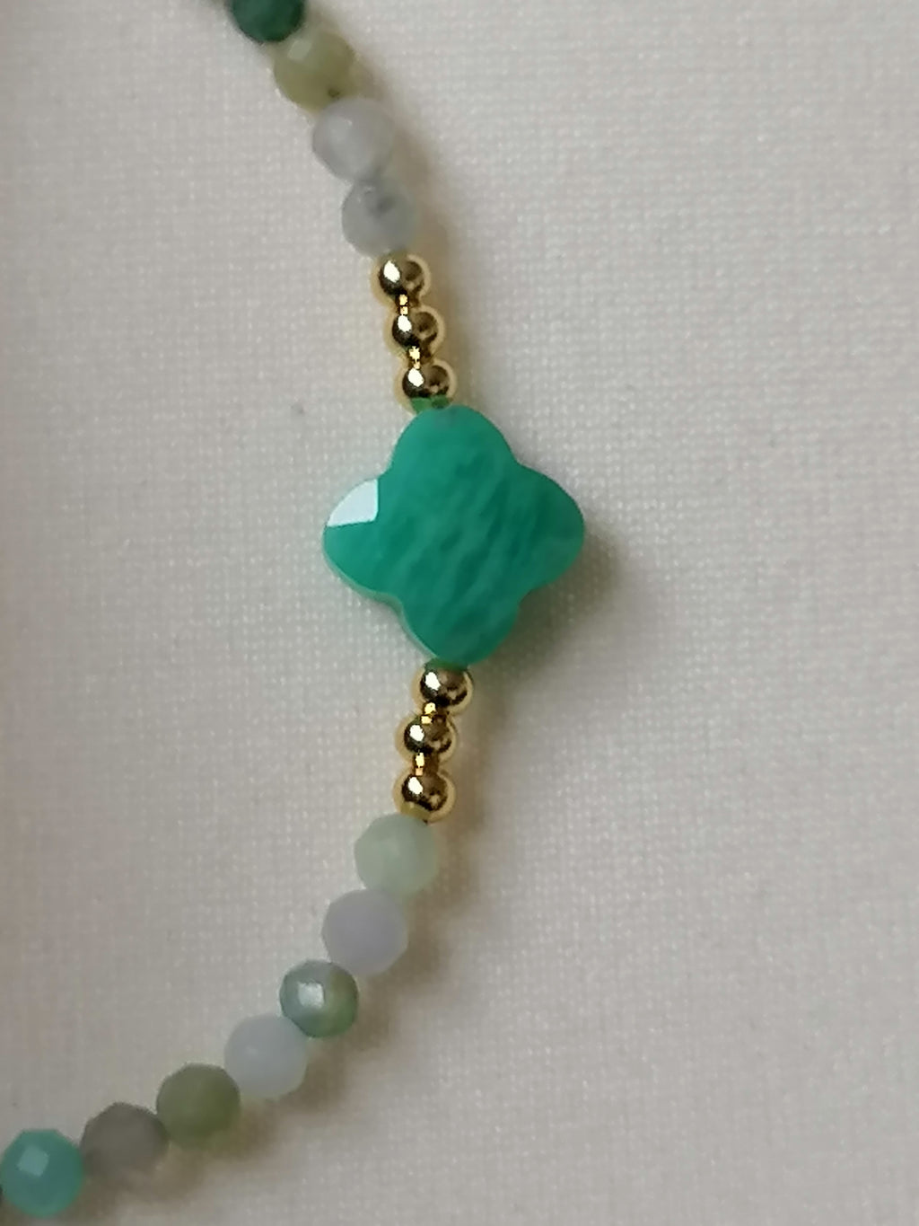 Russian Amazonite Clover Gemstone Bracelet semi-precious