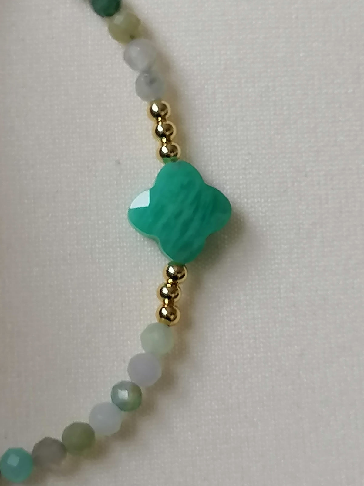 Russian Amazonite Clover Gemstone Bracelet semi-precious
